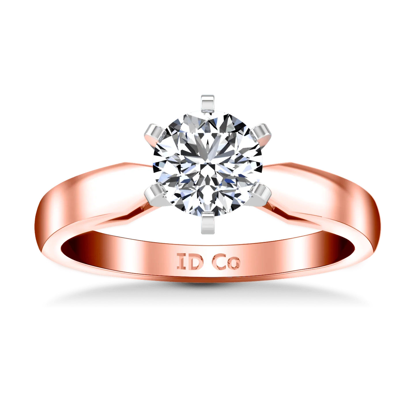 Solitaire Diamond Engagement Ring Wide Tappered 14K Rose Gold