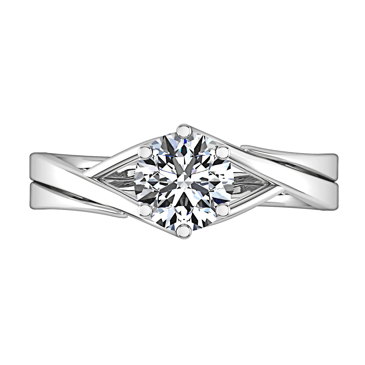 Round Diamond Solitaire Engagement Ring Wisteria 14K White Gold - Image 4
