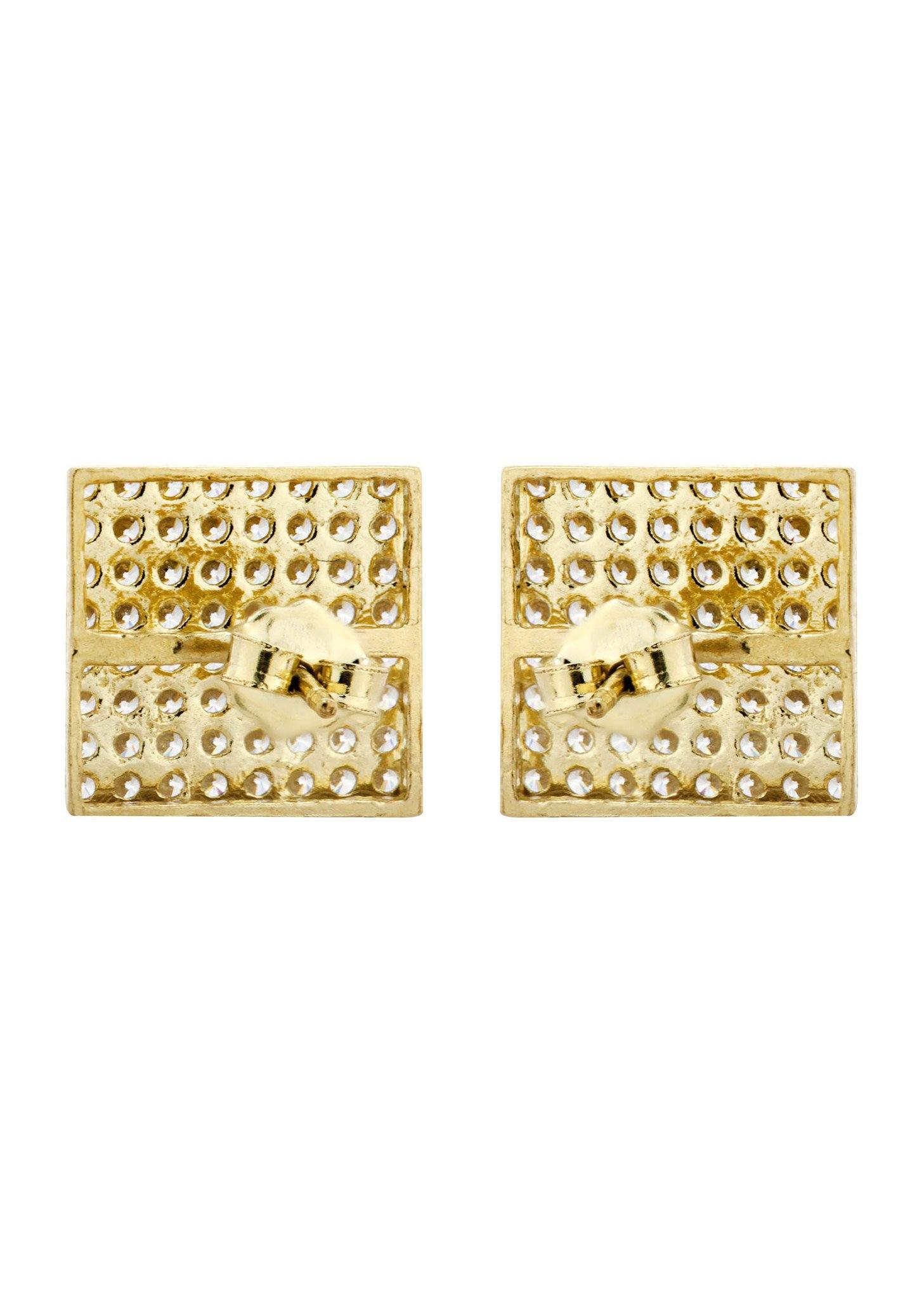 10K Square Gold Earrings For Men | Appx 1/2 Inches Wide - Image 2