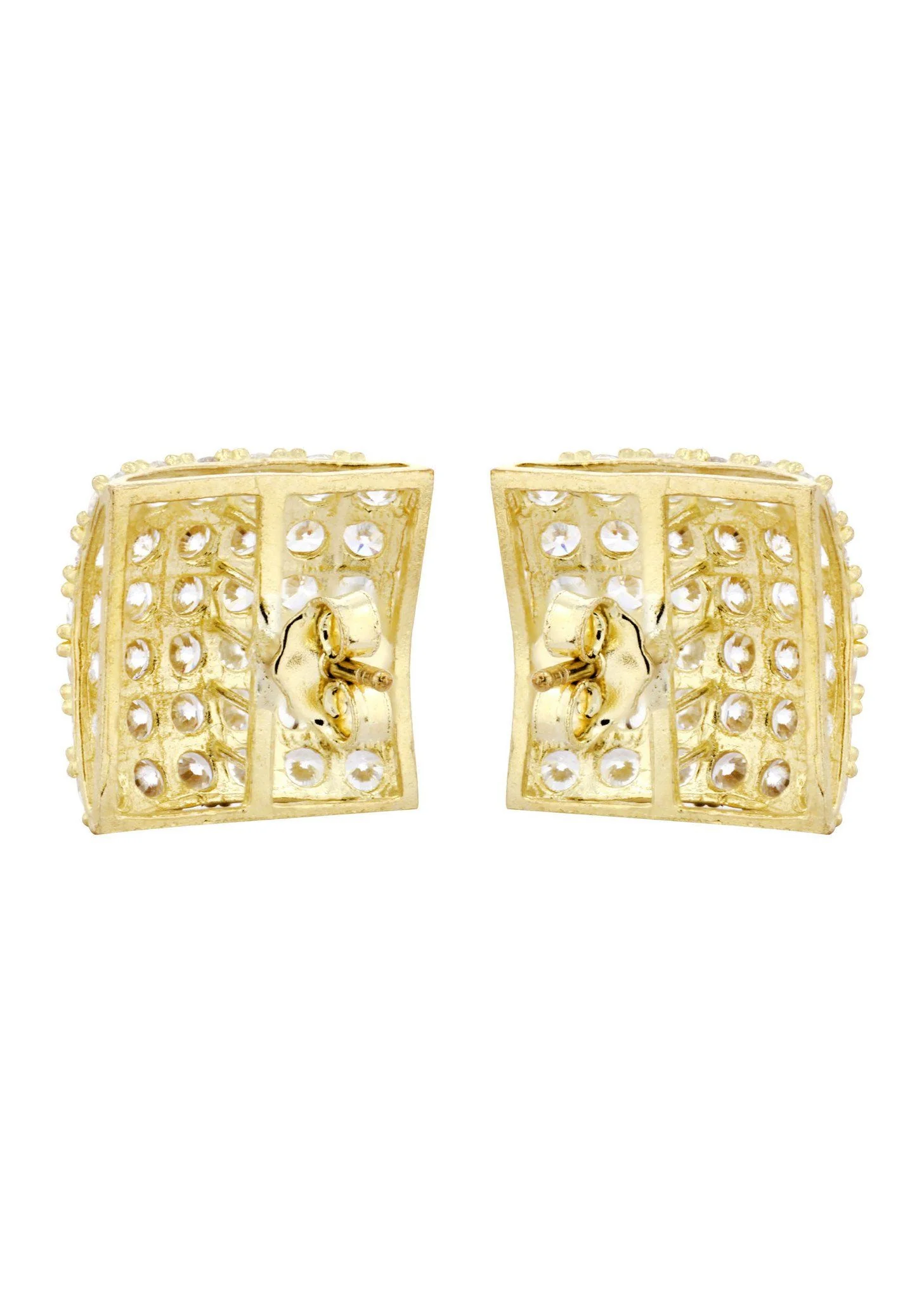 10K Square Gold Earrings For Men | Appx 1/2 Inches Wide - Image 2