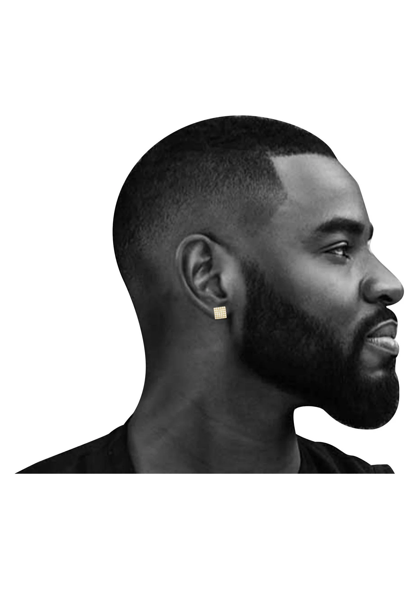 10K Square Gold Earrings For Men | Appx 1/2 Inches Wide - Image 4