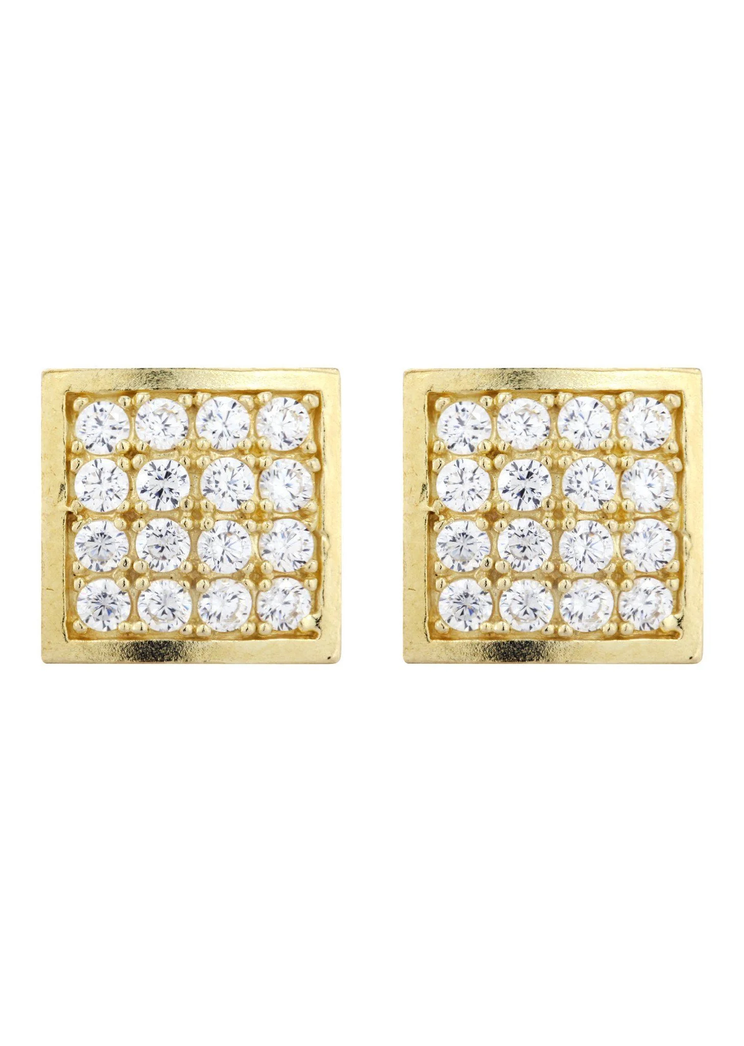 10K Square Gold Earrings For Men | Appx 3/8 Inches Wide