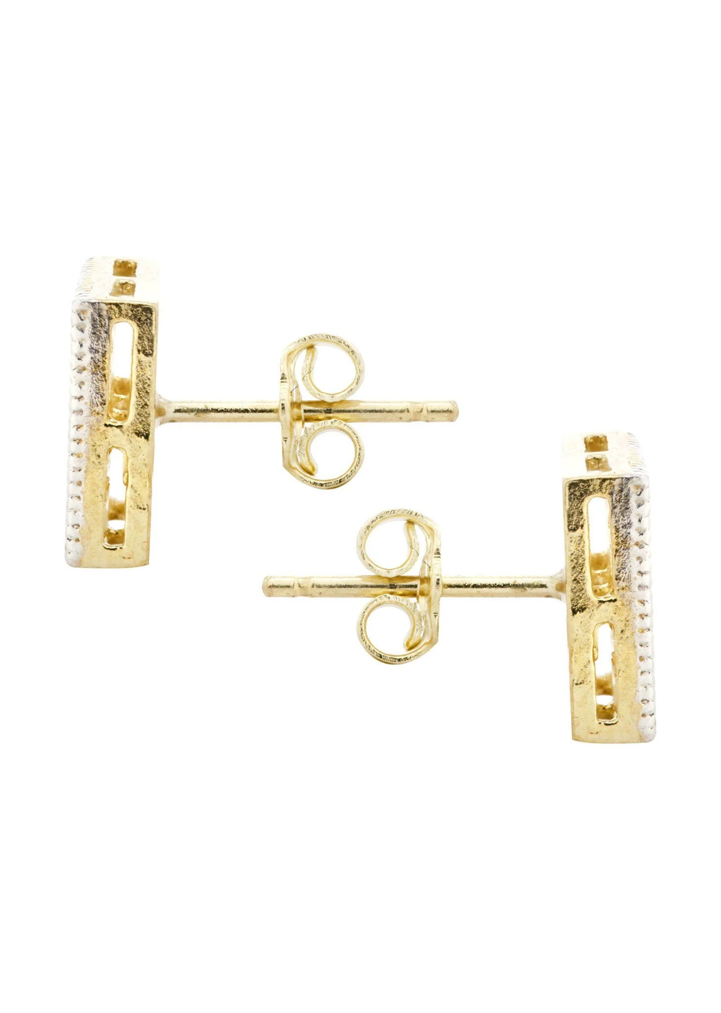 10K Square Gold Earrings For Men | Appx 3/8 Inches Wide - Image 3