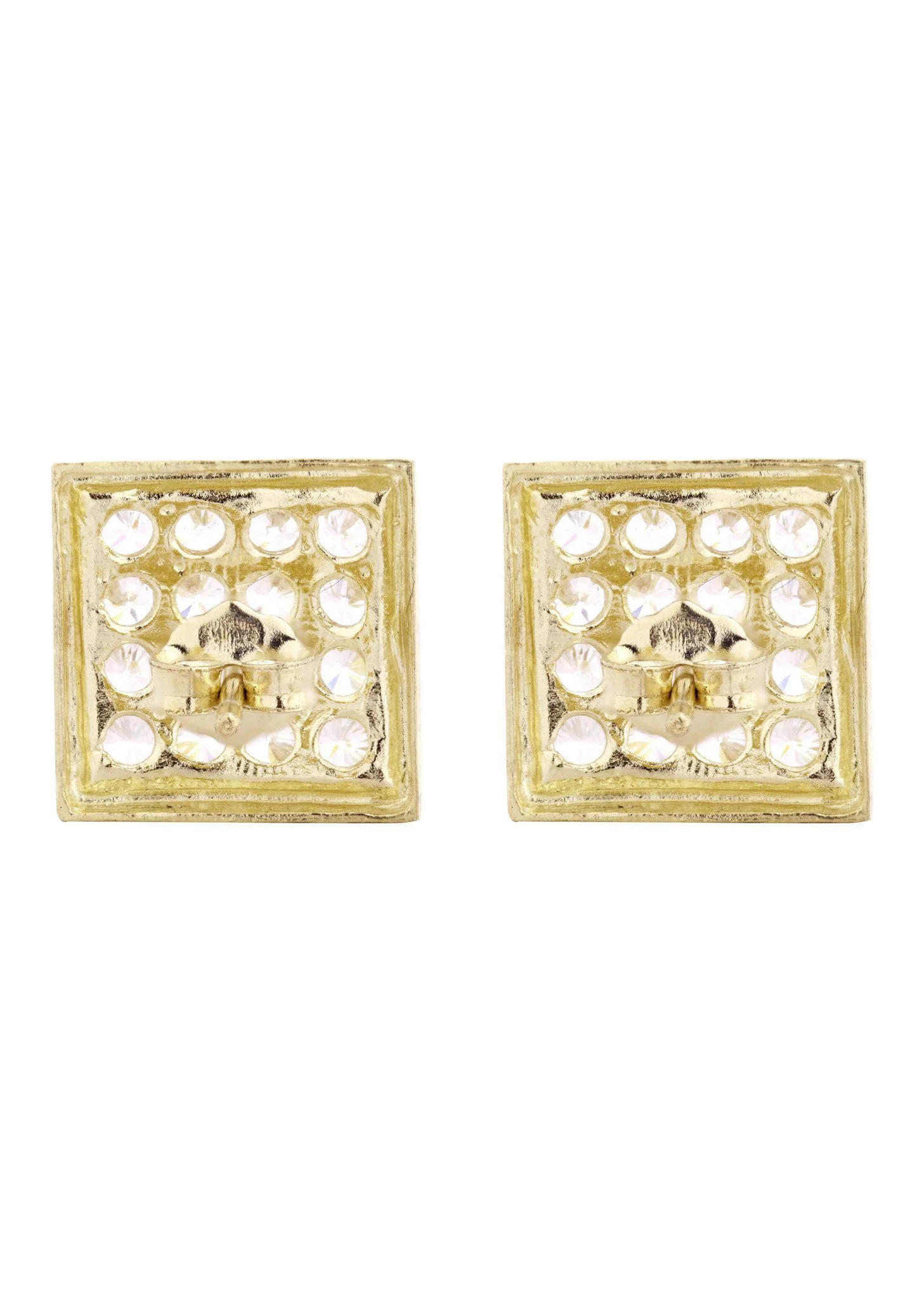 10K Square Gold Earrings For Men | Appx 3/8 Inches Wide - Image 2