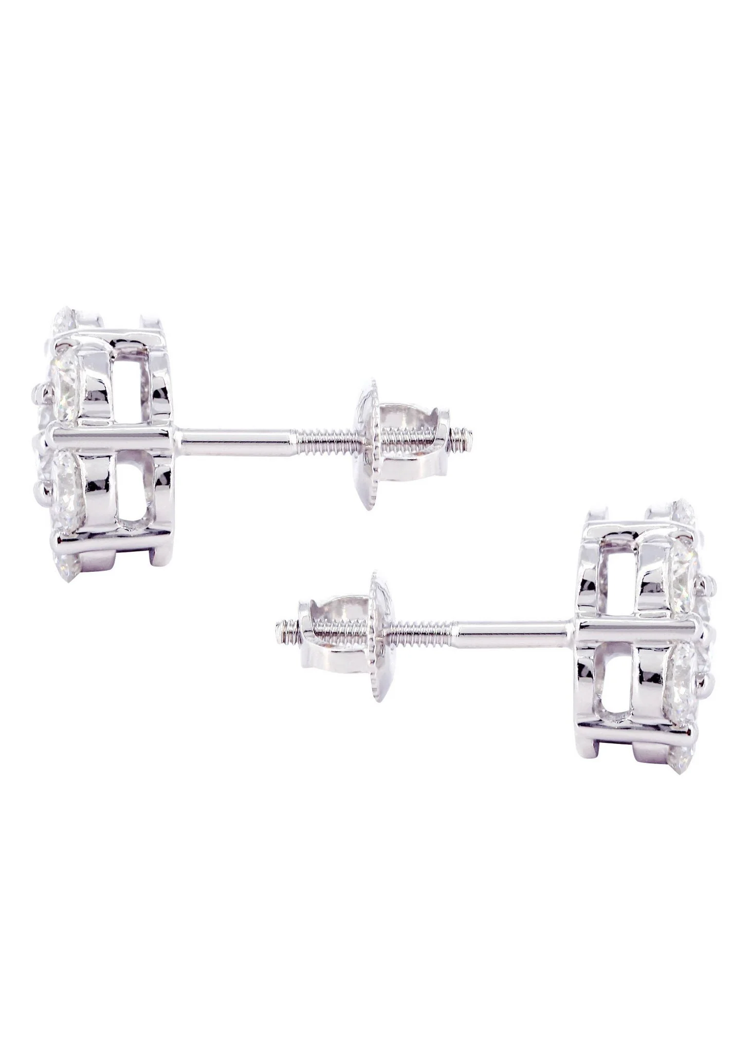Stud Diamond Earrings For Men Illusion Set | 14K White Gold | 0.66 Carats - Image 2