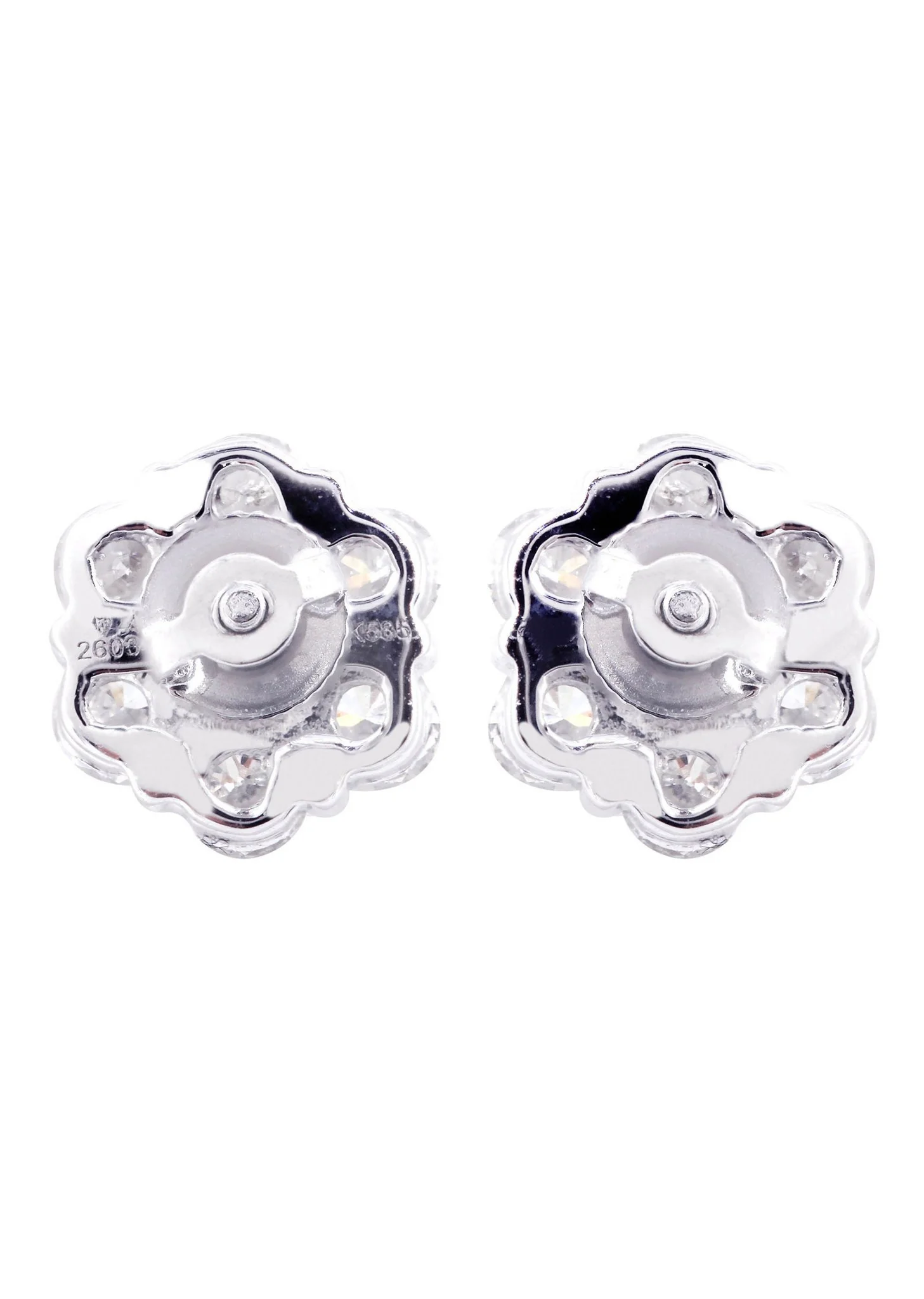Stud Diamond Earrings For Men Illusion Set | 14K White Gold | 0.66 Carats - Image 3