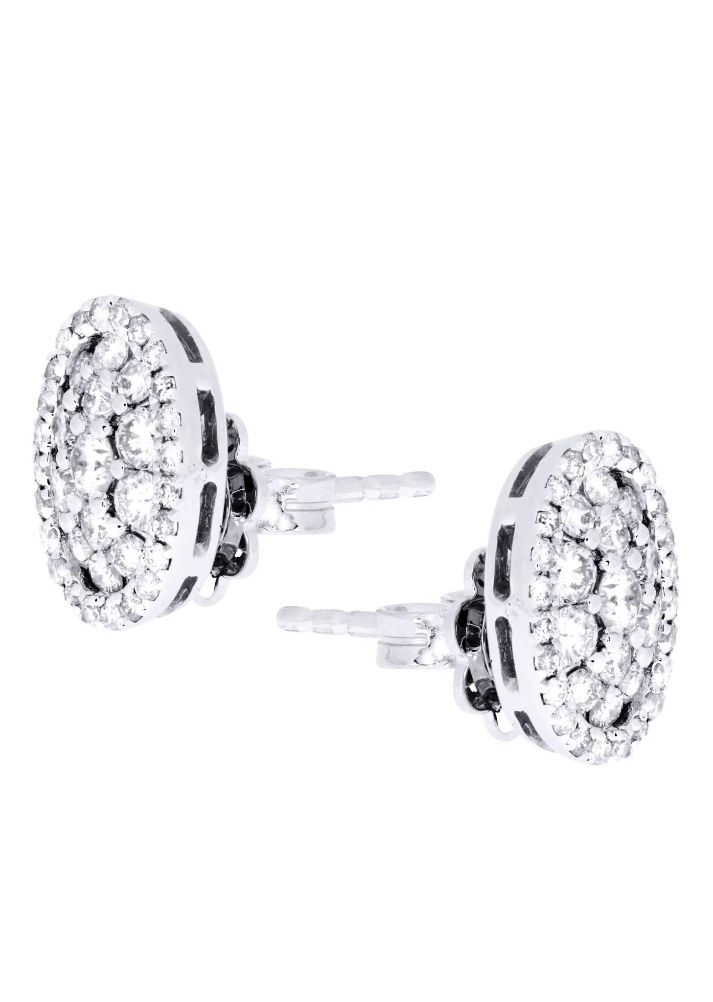 Stud Diamond Earrings For Men Illusion Set | 14K White Gold | 0.99 Carats - Image 2