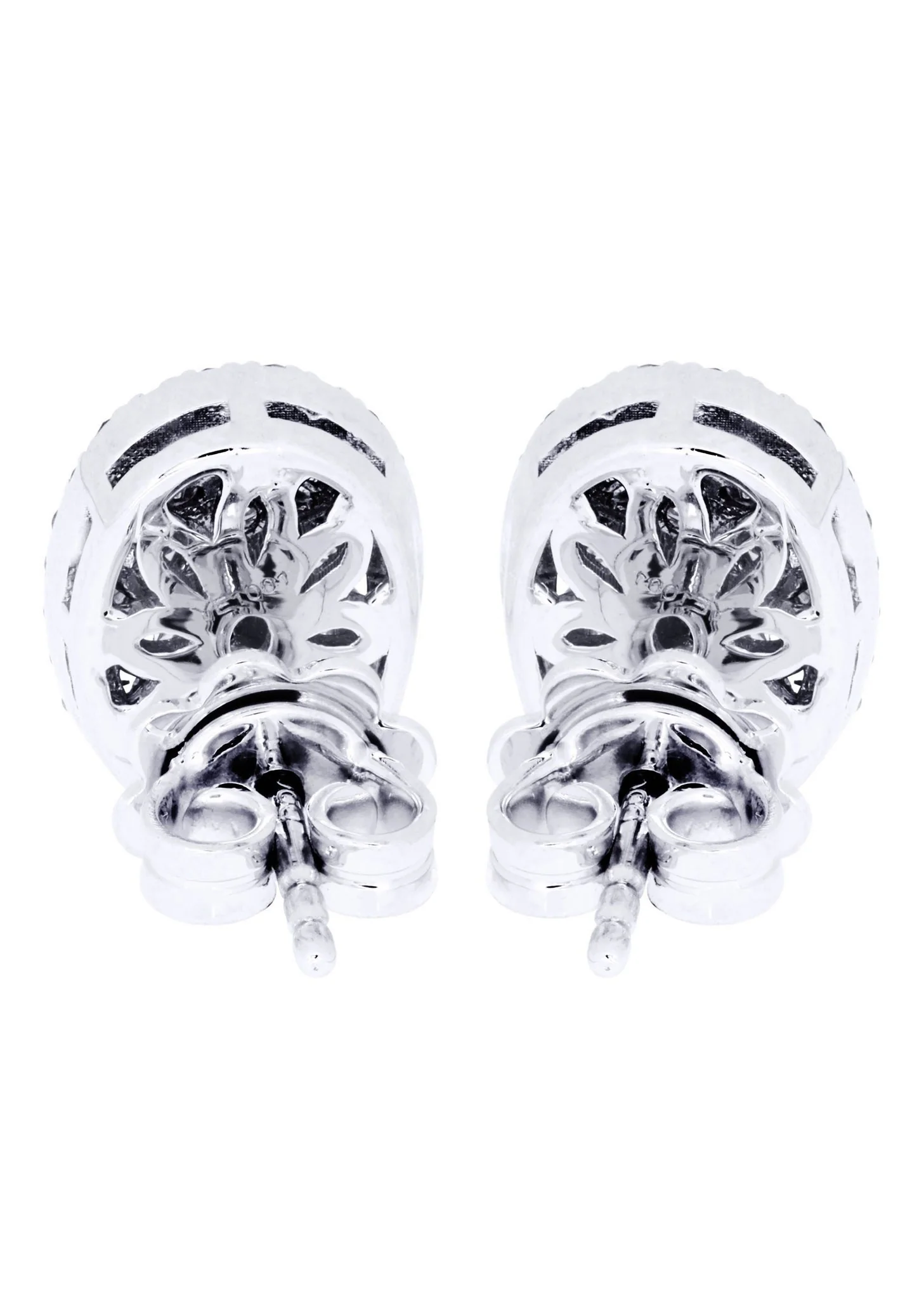 Stud Diamond Earrings For Men Illusion Set | 14K White Gold | 0.99 Carats - Image 3