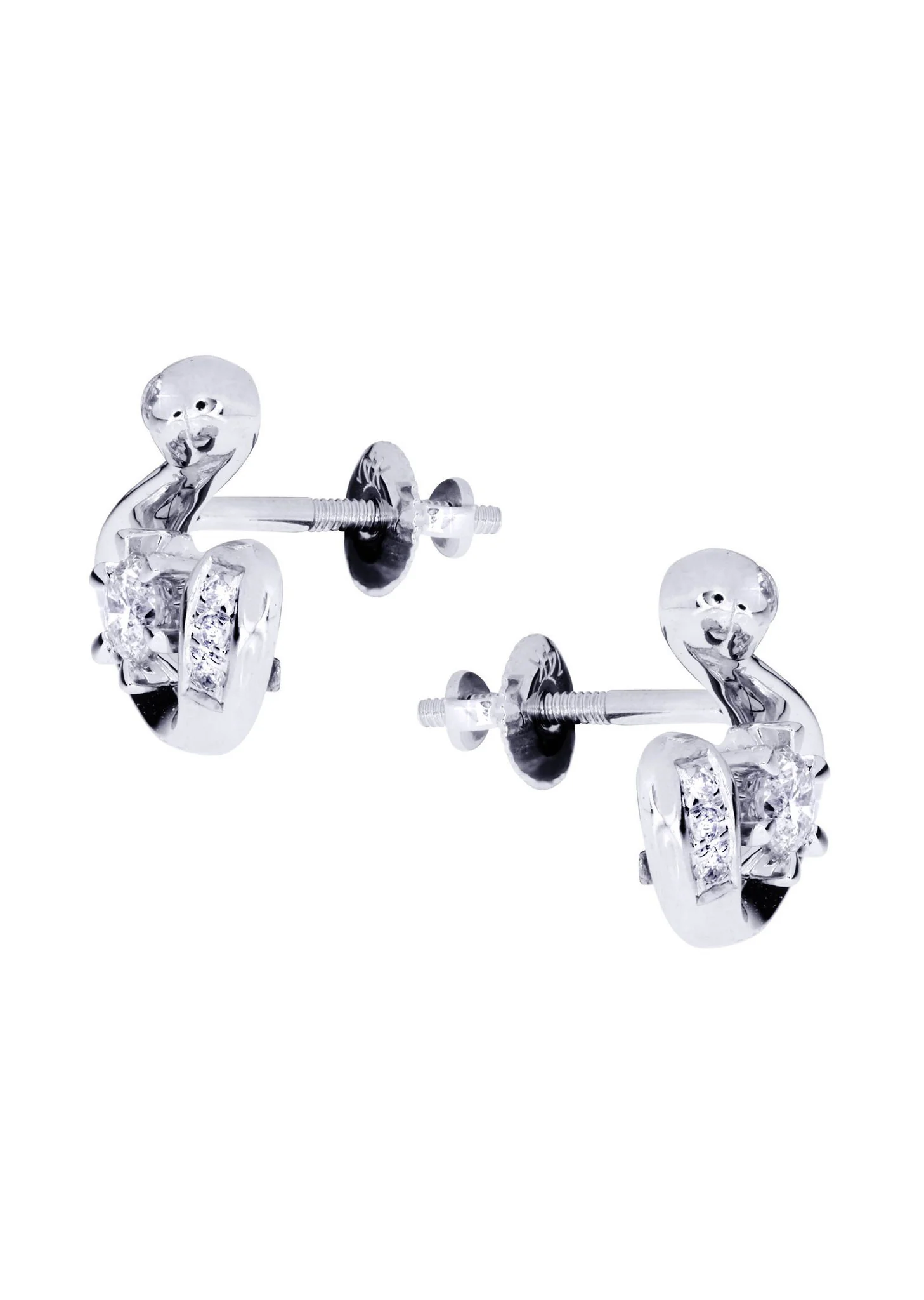 Swan Diamond Stud Earrings For Men | 14K White Gold | 0.28 Carats - Image 2