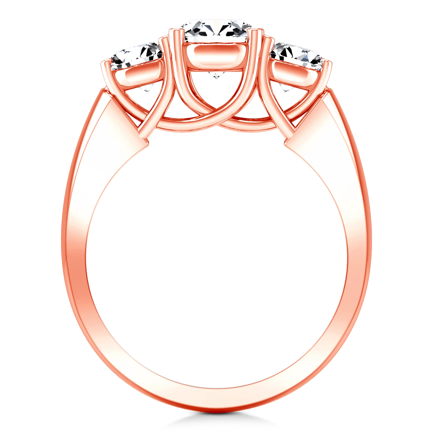 Three Stone Diamond EngagementRing 4 Prong Lattice 14K Rose Gold - Image 3