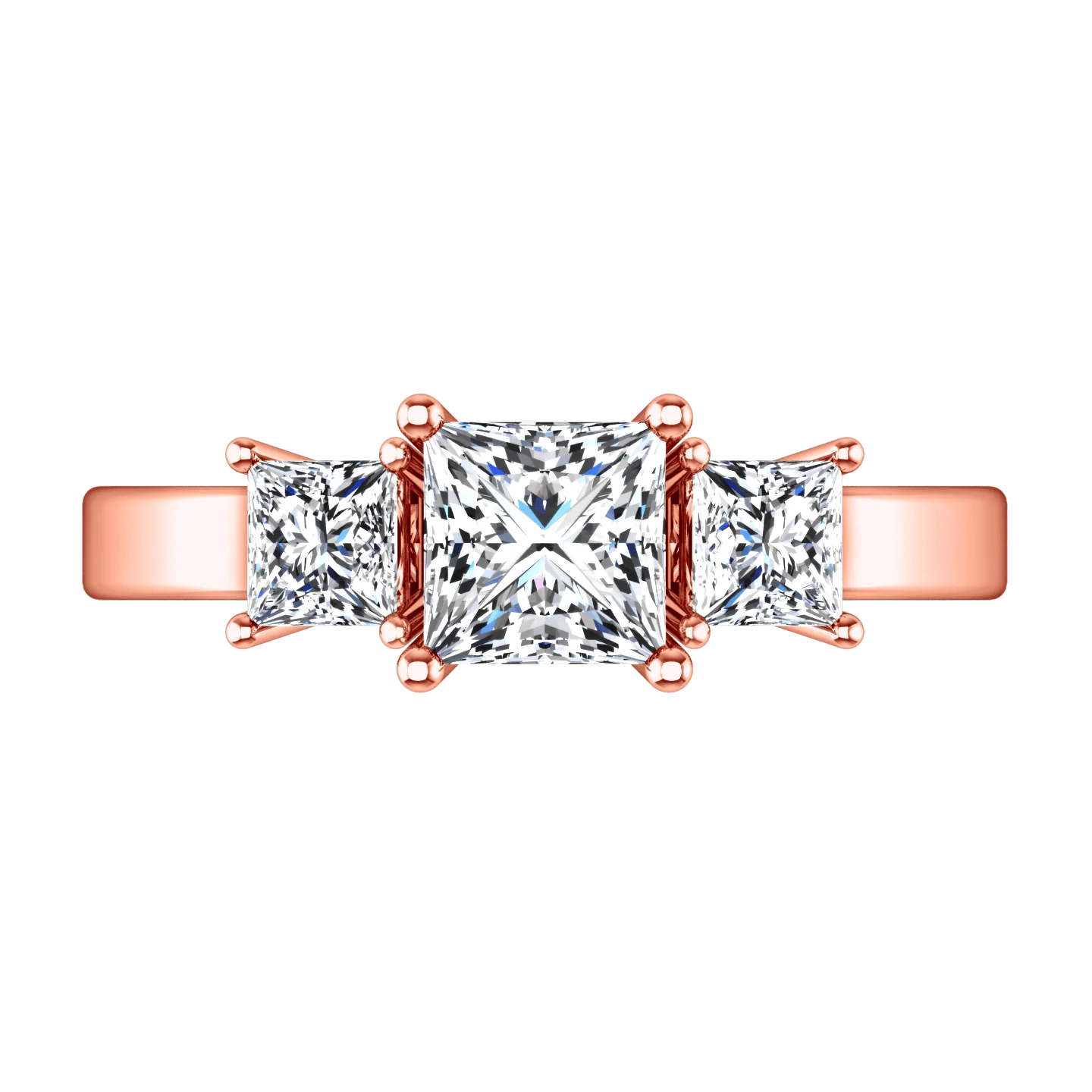 Three Stone Diamond EngagementRing Alana 14K Rose Gold - Image 3
