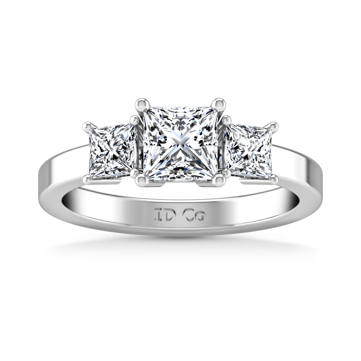 Three Stone Princess Cut Diamond Engagement Ring Alana 14K White Gold