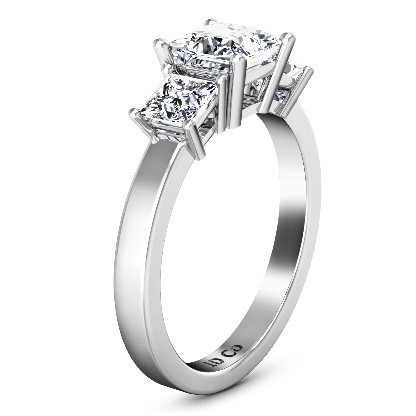 Three Stone Princess Cut Diamond Engagement Ring Alana 14K White Gold - Image 2