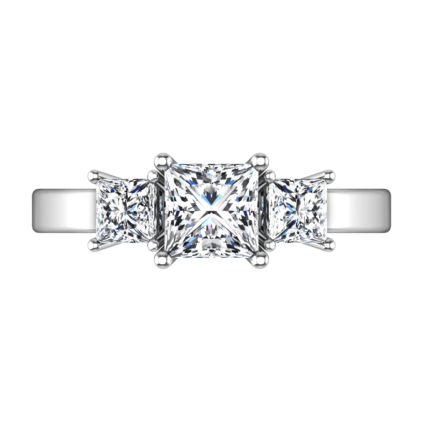 Three Stone Princess Cut Diamond Engagement Ring Alana 14K White Gold - Image 3