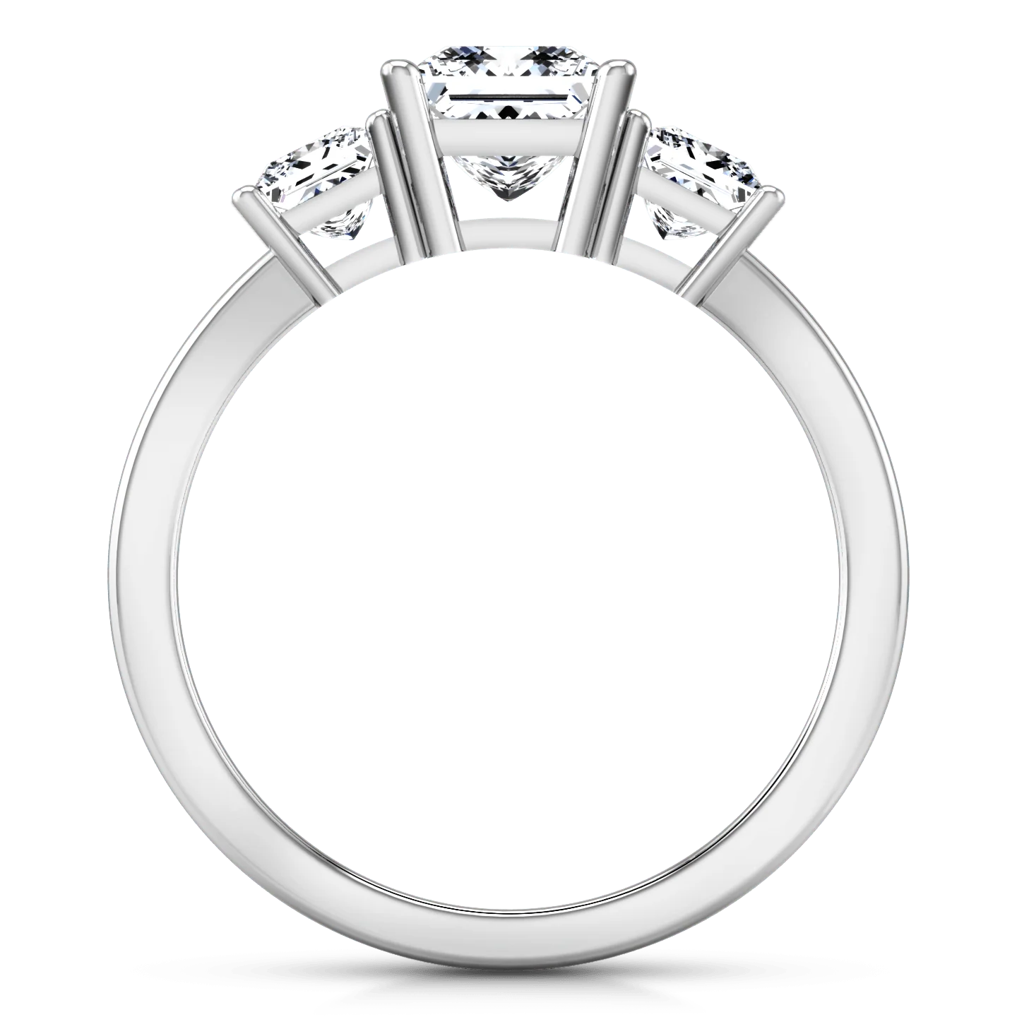 Three Stone Princess Cut Diamond Engagement Ring Alana 14K White Gold - Image 4