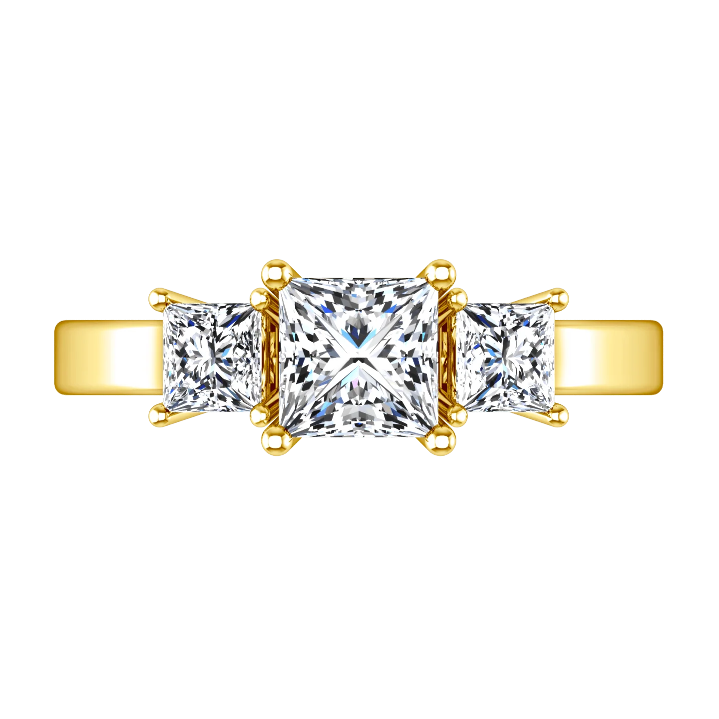 Three Stone Diamond Engagement Ring Alana 14K Yellow Gold - Image 4