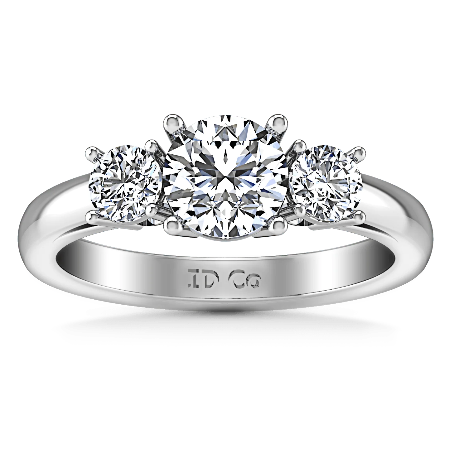 Round Diamond Three Stone Engagement Ring Alexandra 14K White Gold