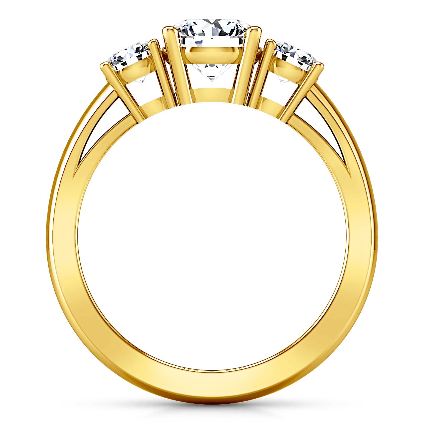 Three Stone Diamond Engagement Ring Alexandra 14K Yellow Gold - Image 3
