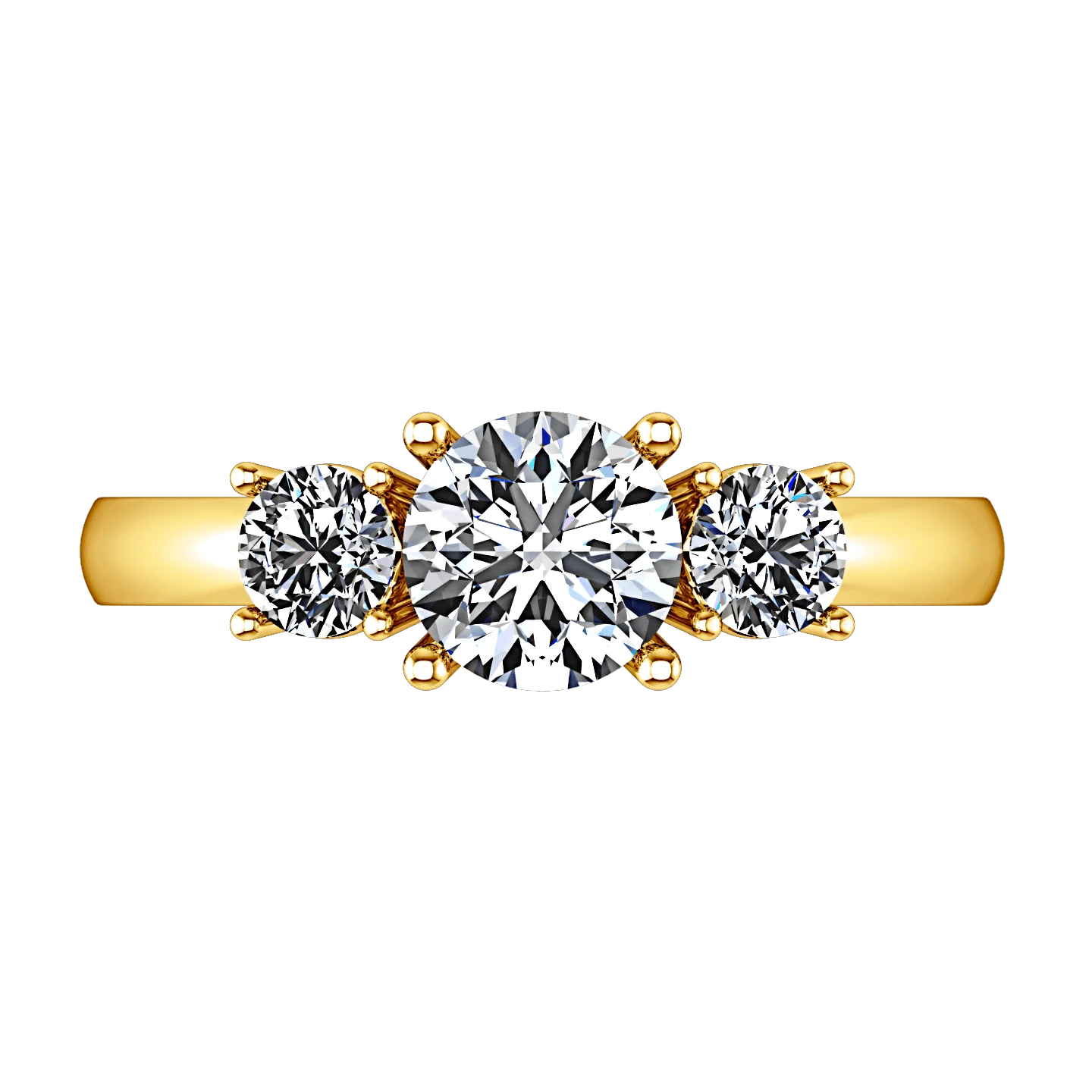 Three Stone Diamond Engagement Ring Alexandra 14K Yellow Gold - Image 4
