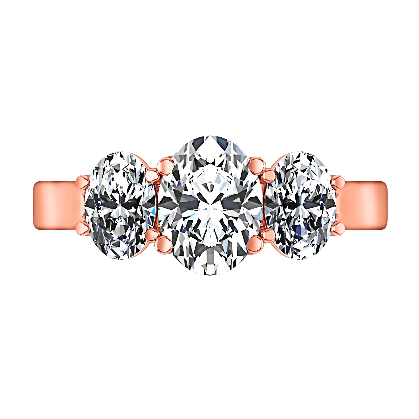 Three Stone Diamond EngagementRing Arabella 14K Rose Gold - Image 3