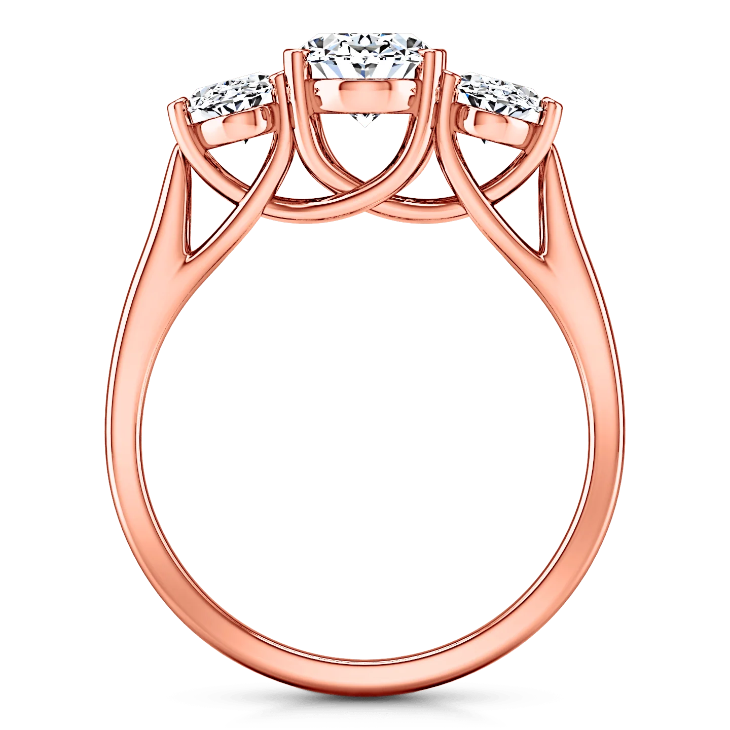 Three Stone Diamond EngagementRing Arabella 14K Rose Gold - Image 4