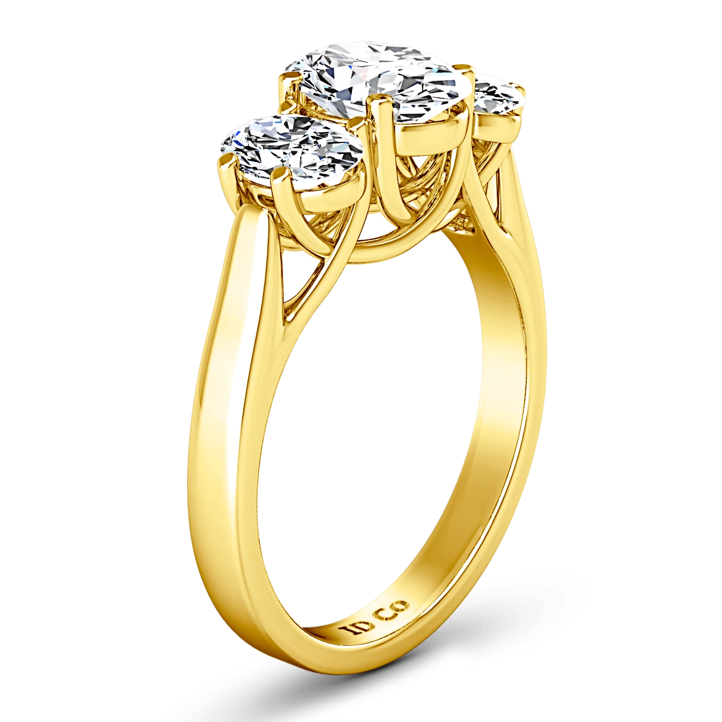 Three Stone Diamond Engagement Ring Arabella 14K Yellow Gold - Image 2
