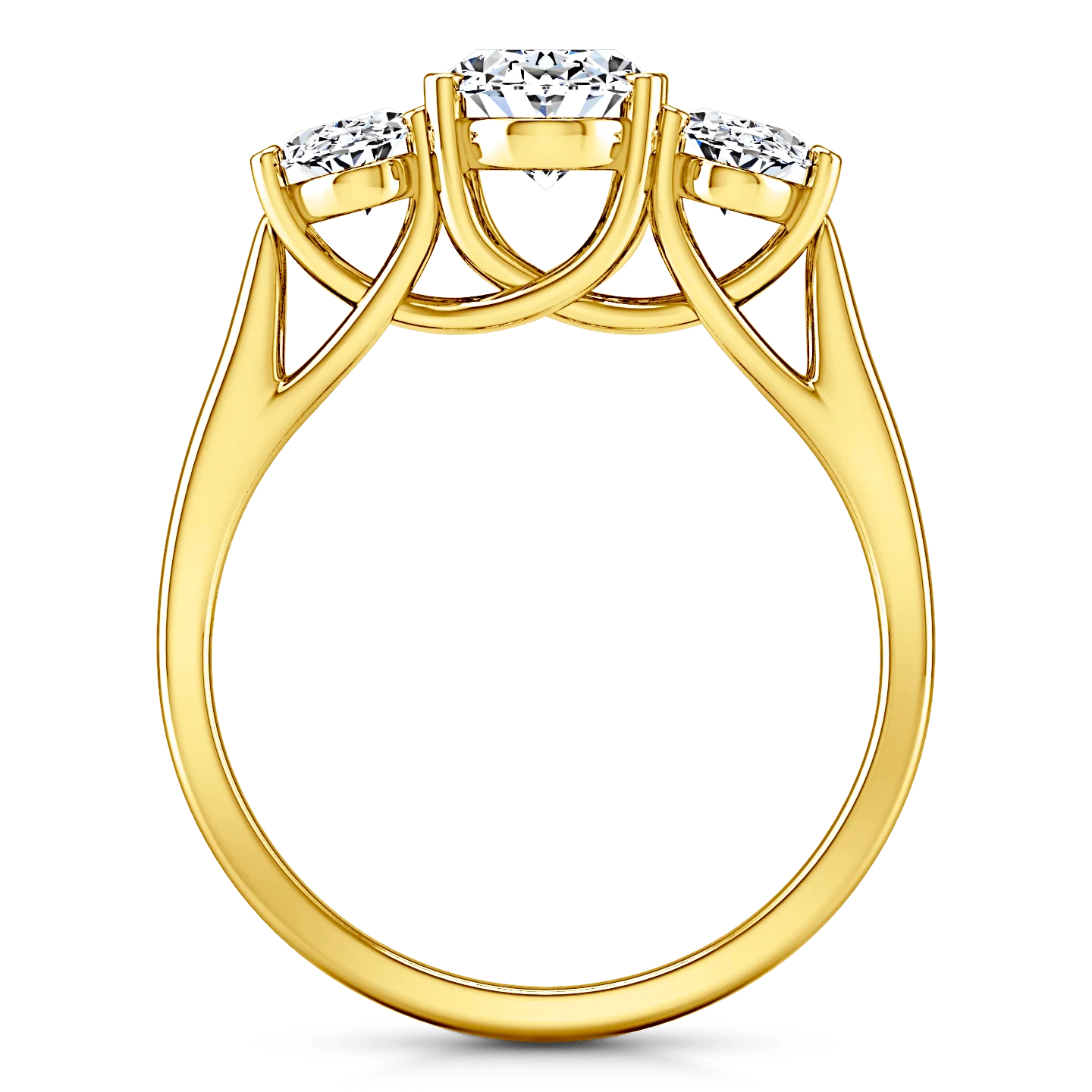 Three Stone Diamond Engagement Ring Arabella 14K Yellow Gold - Image 3