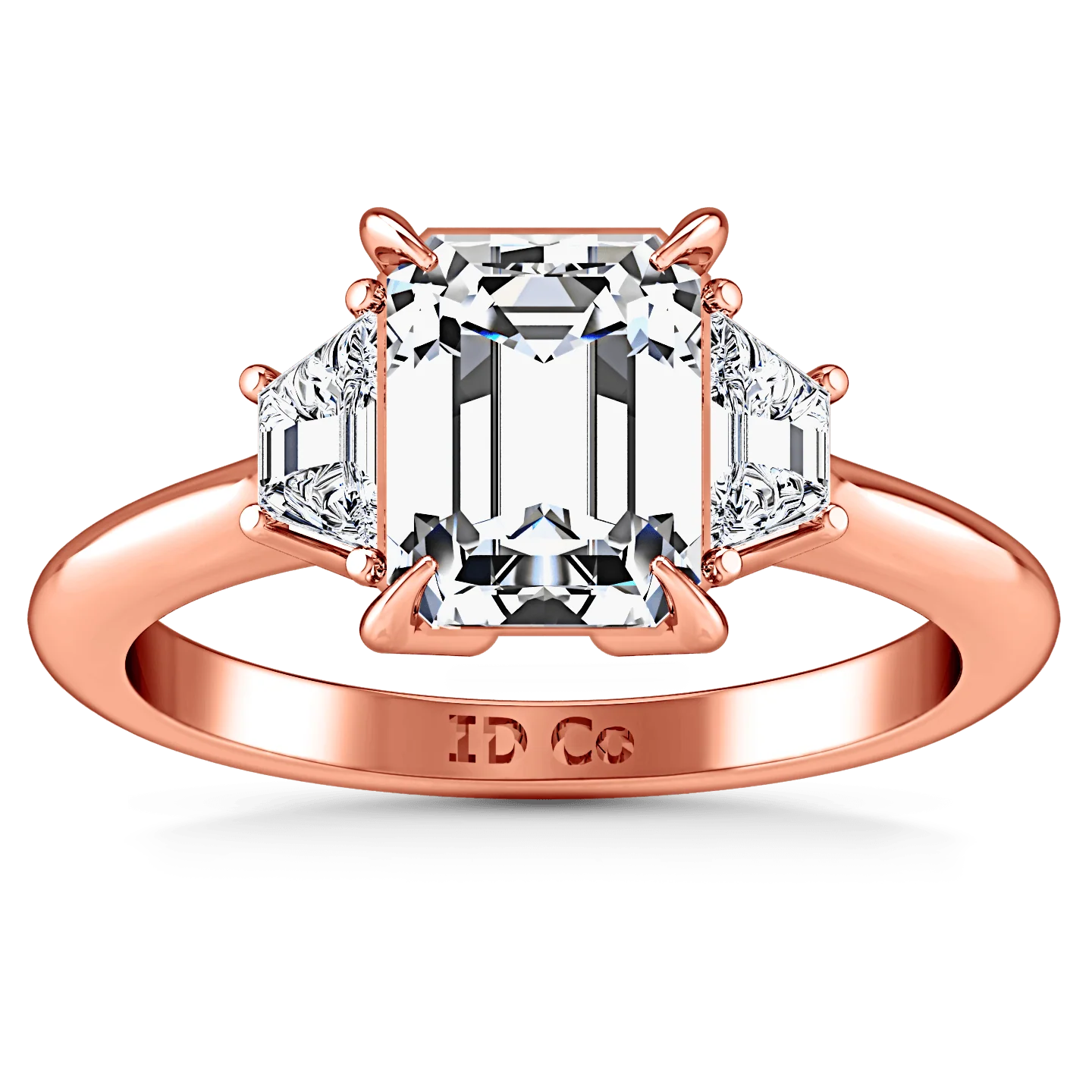 Three Stone Cushion Cut Engagement Ring Celesse 14K Rose Gold