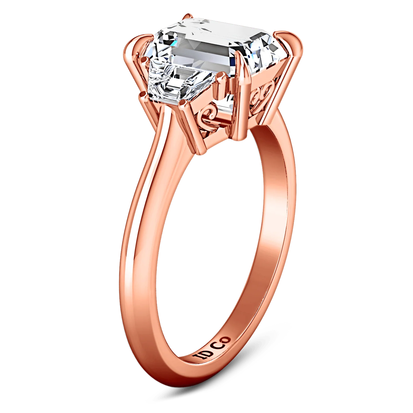Three Stone Cushion Cut Engagement Ring Celesse 14K Rose Gold - Image 2