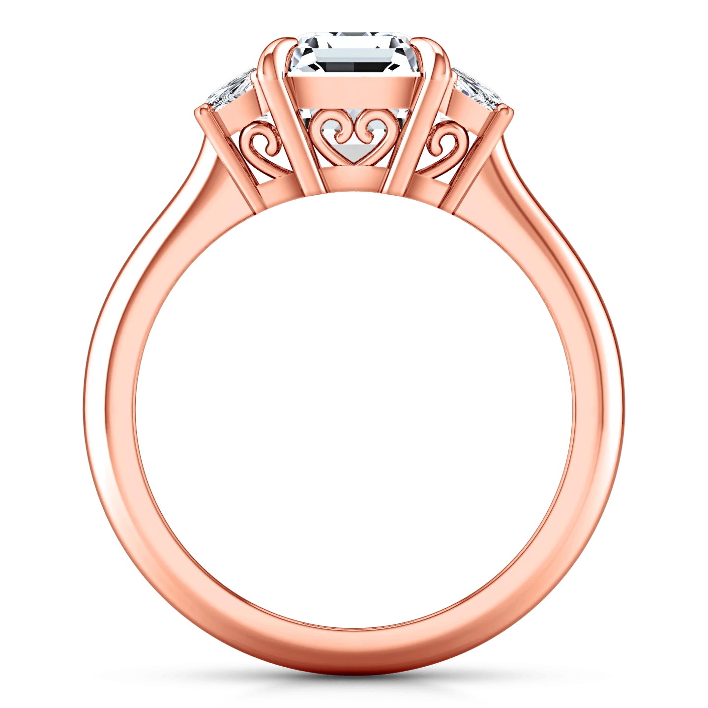 Three Stone Cushion Cut Engagement Ring Celesse 14K Rose Gold - Image 3