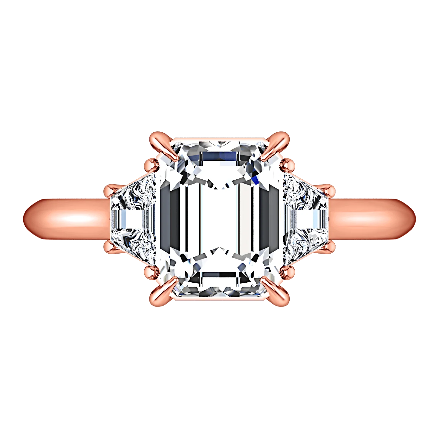 Three Stone Cushion Cut Engagement Ring Celesse 14K Rose Gold - Image 4