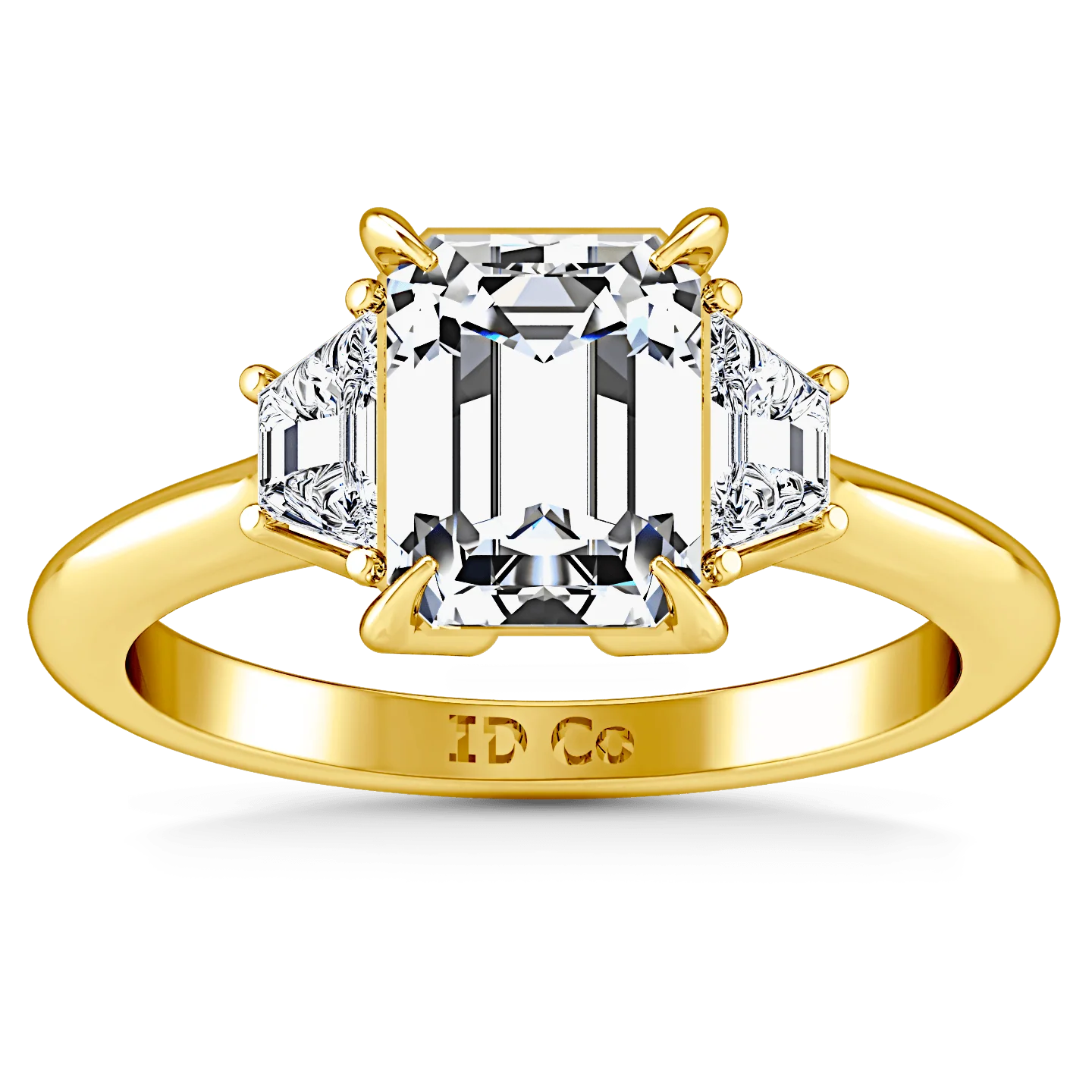 Three Stone Diamond Cushion Cut Engagement Ring Celesse 14K Yellow Gold