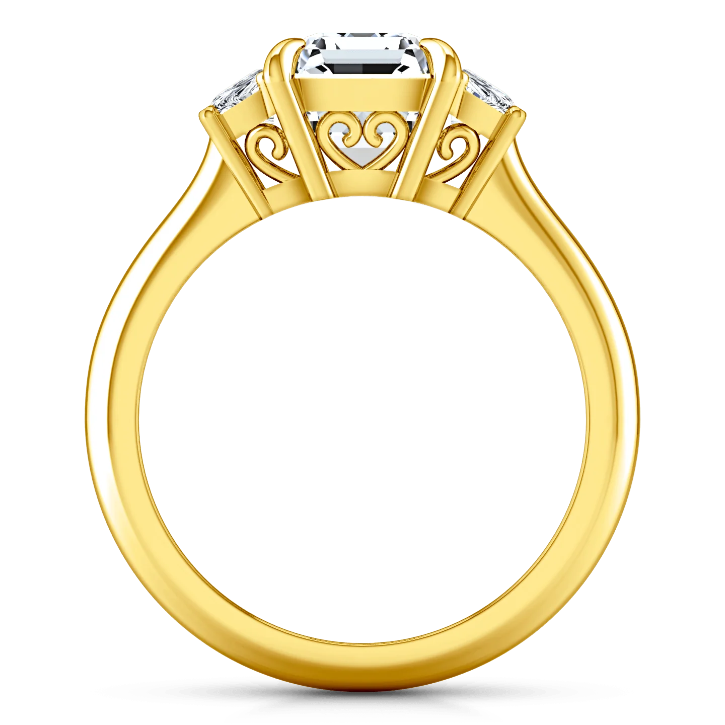 Three Stone Diamond Cushion Cut Engagement Ring Celesse 14K Yellow Gold - Image 3