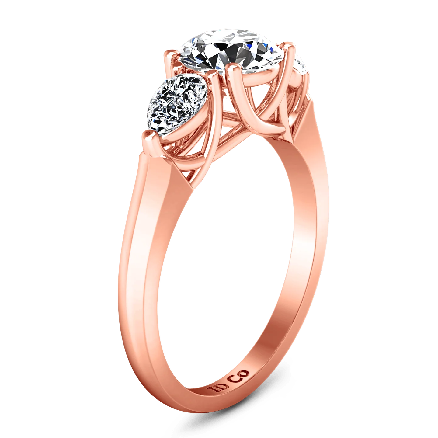 Three Stone Diamond EngagementRing Chantal 14K Rose Gold - Image 2