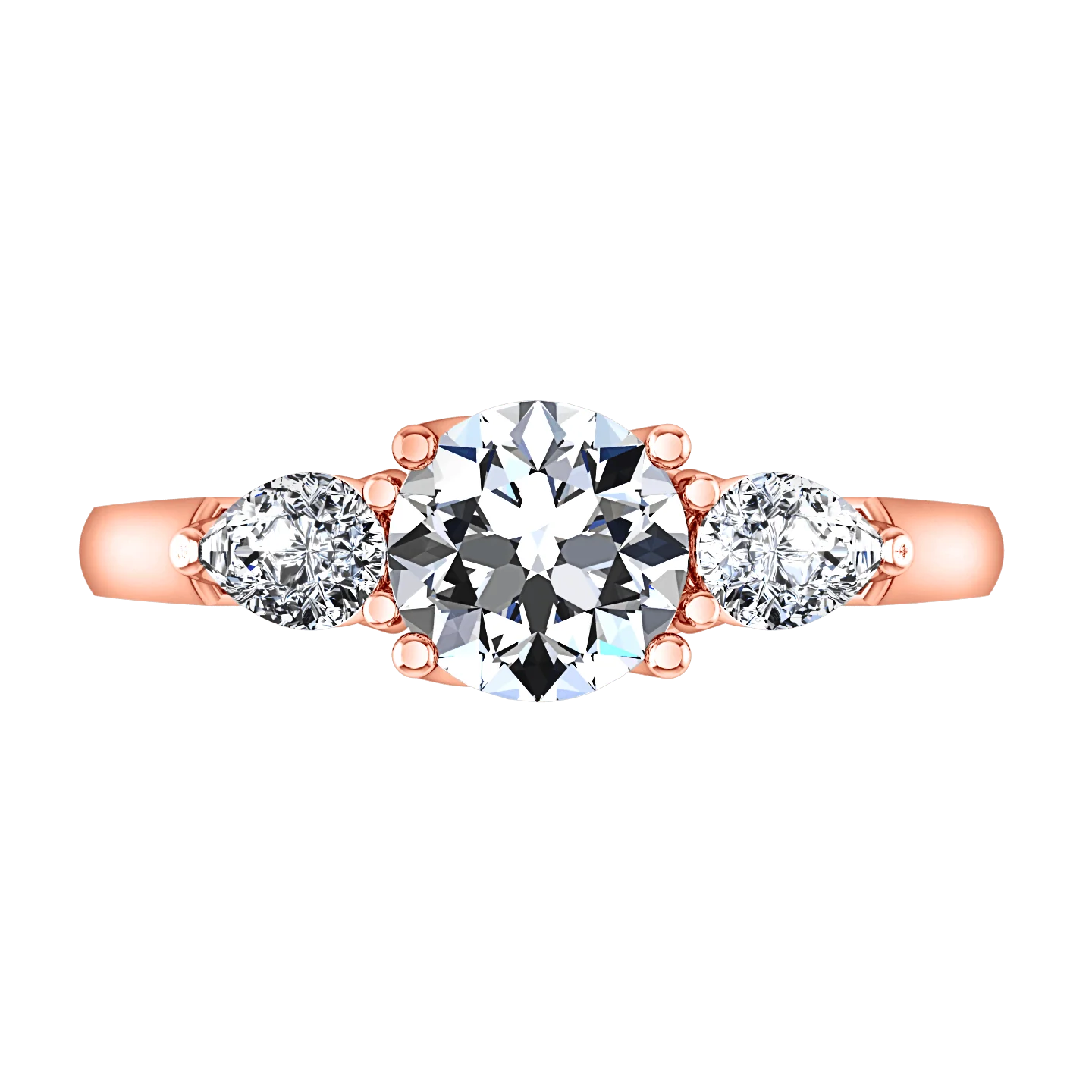 Three Stone Diamond EngagementRing Chantal 14K Rose Gold - Image 3