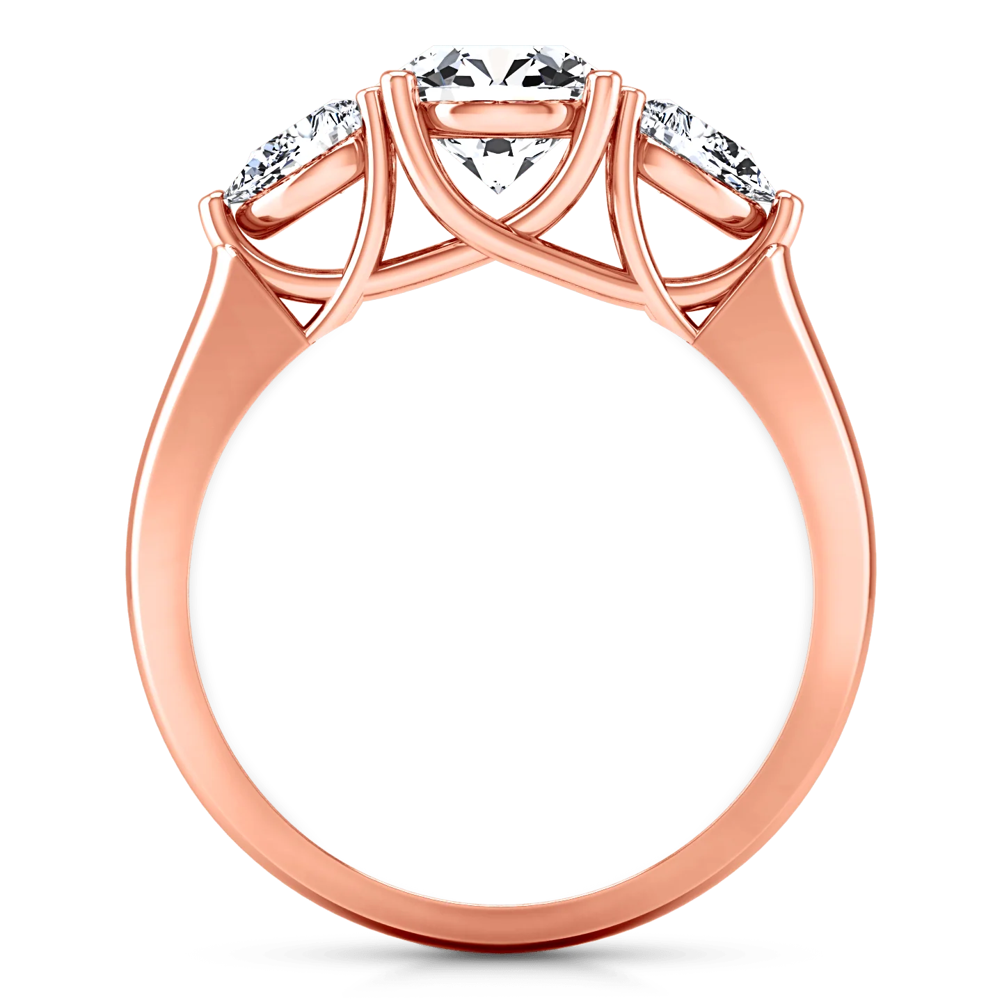 Three Stone Diamond EngagementRing Chantal 14K Rose Gold - Image 4