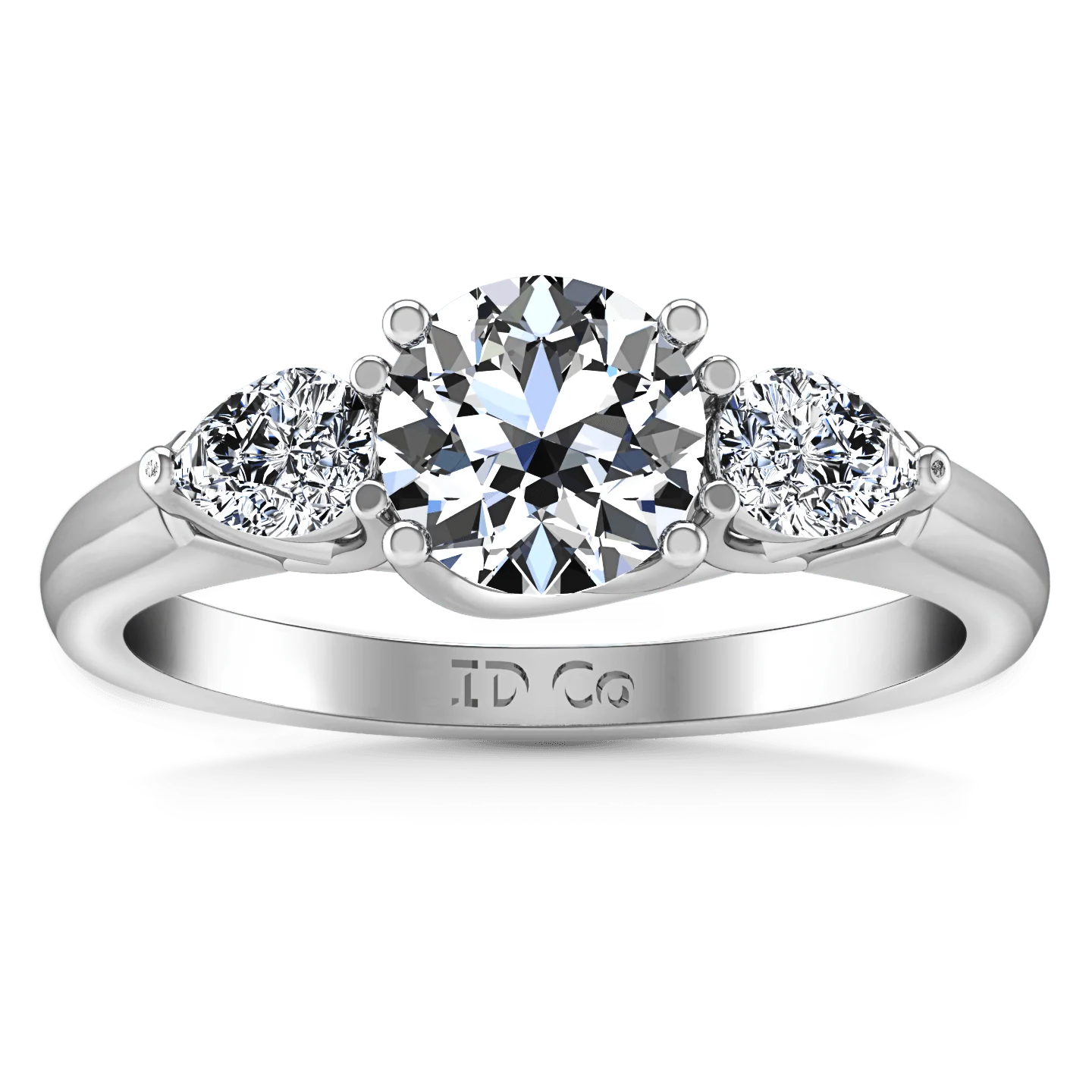 Round Diamond Three Stone Engagement Ring Chantal 14K White Gold
