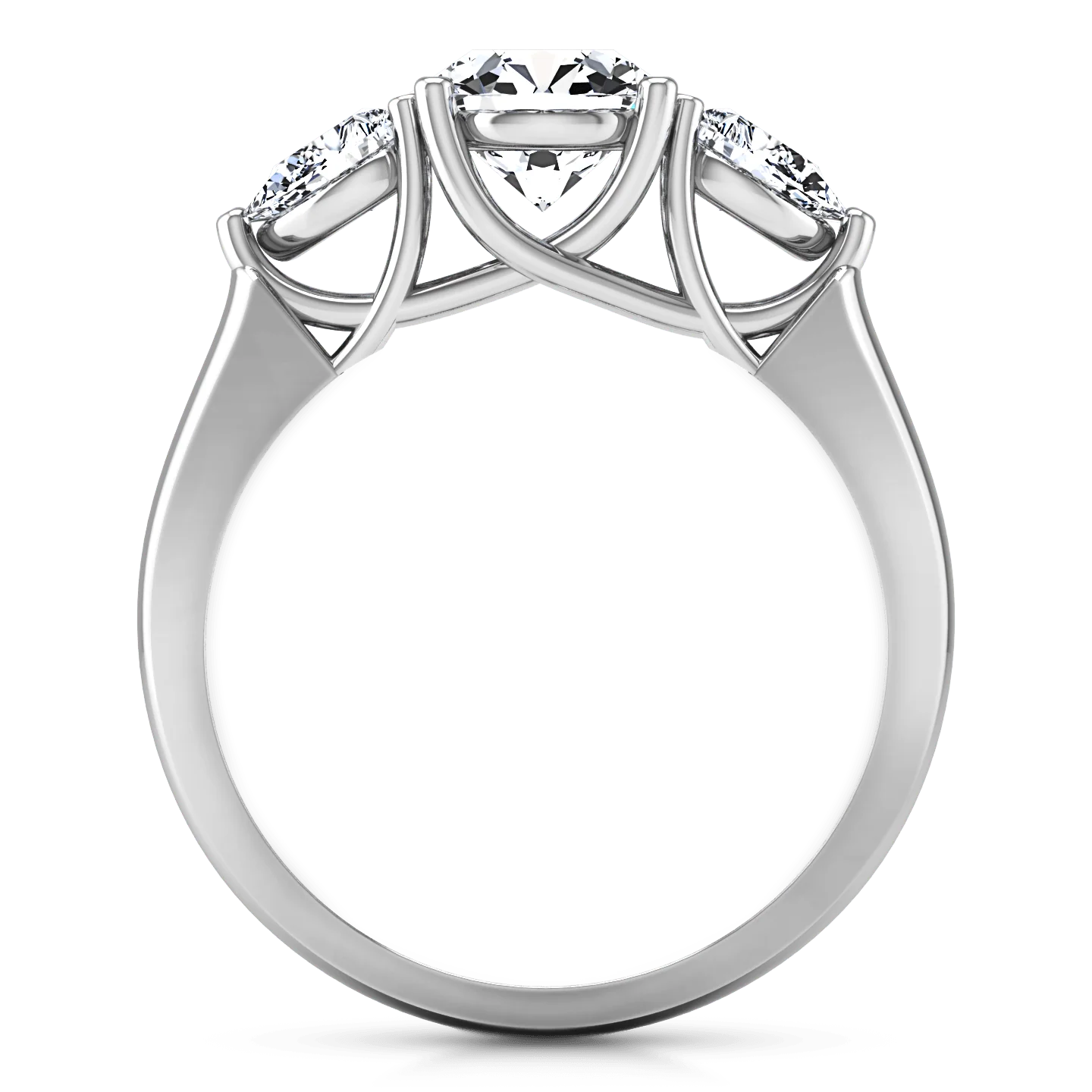 Round Diamond Three Stone Engagement Ring Chantal 14K White Gold - Image 4