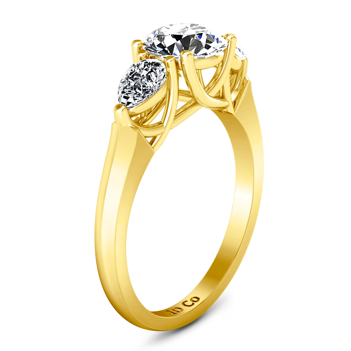 Three Stone Diamond Engagement Ring Chantal 14K Yellow Gold - Image 2