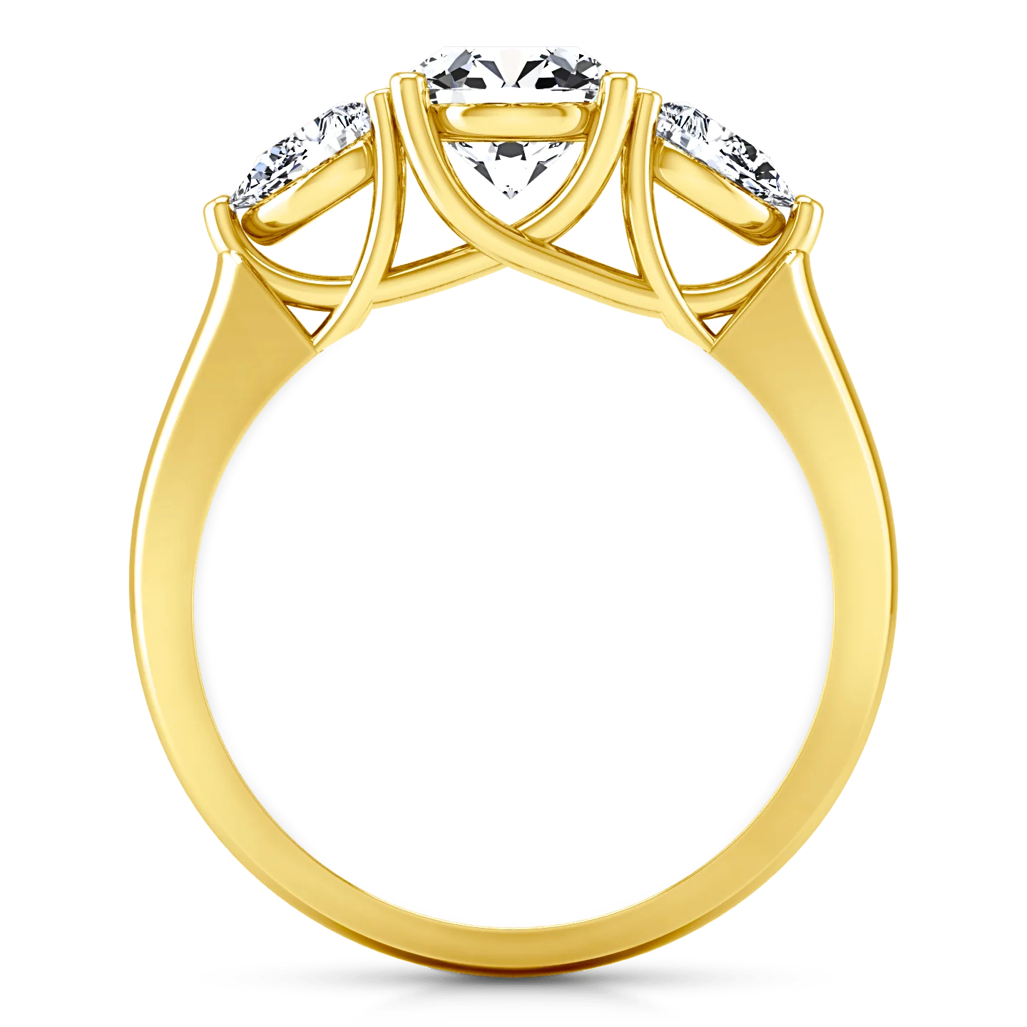 Three Stone Diamond Engagement Ring Chantal 14K Yellow Gold - Image 3