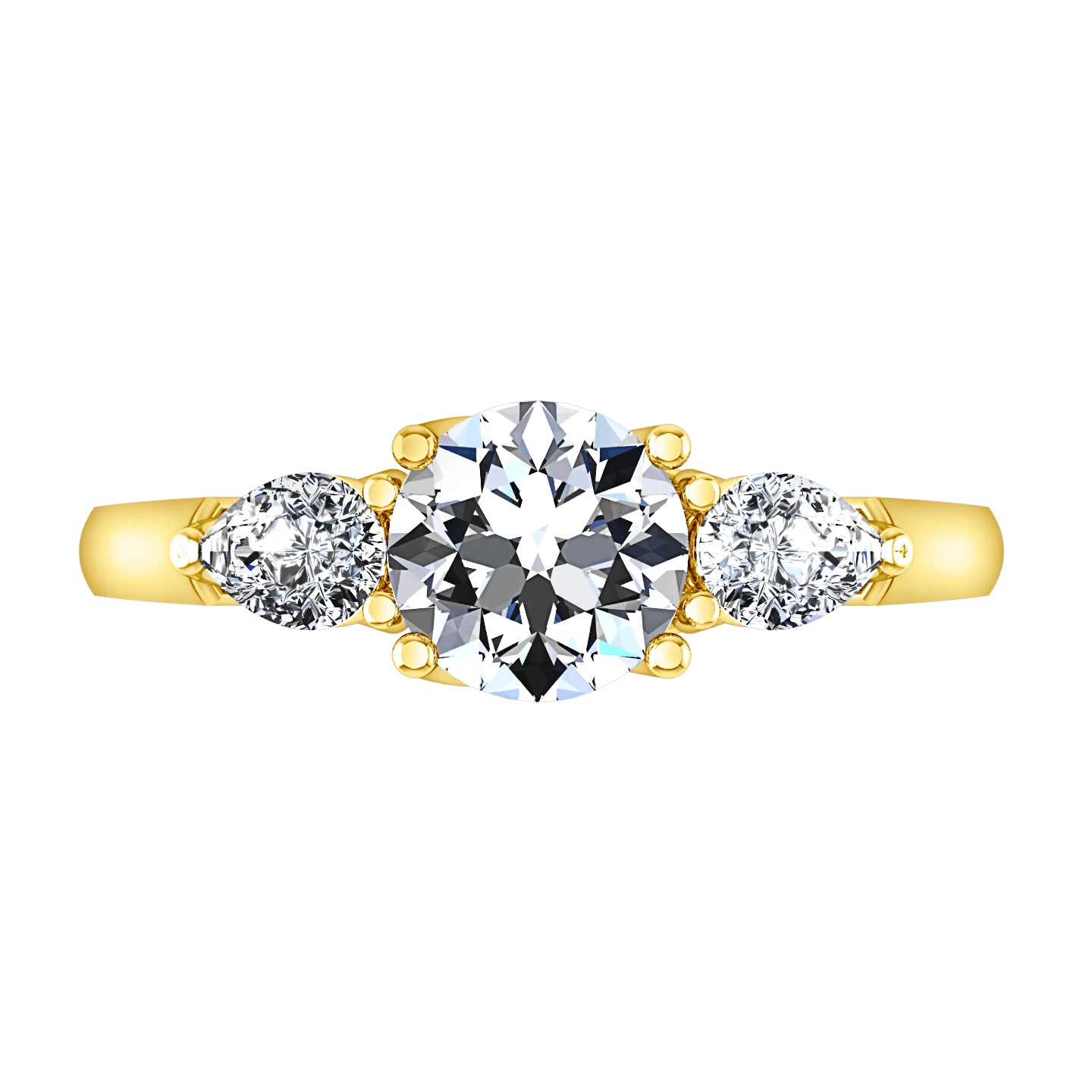 Three Stone Diamond Engagement Ring Chantal 14K Yellow Gold - Image 4