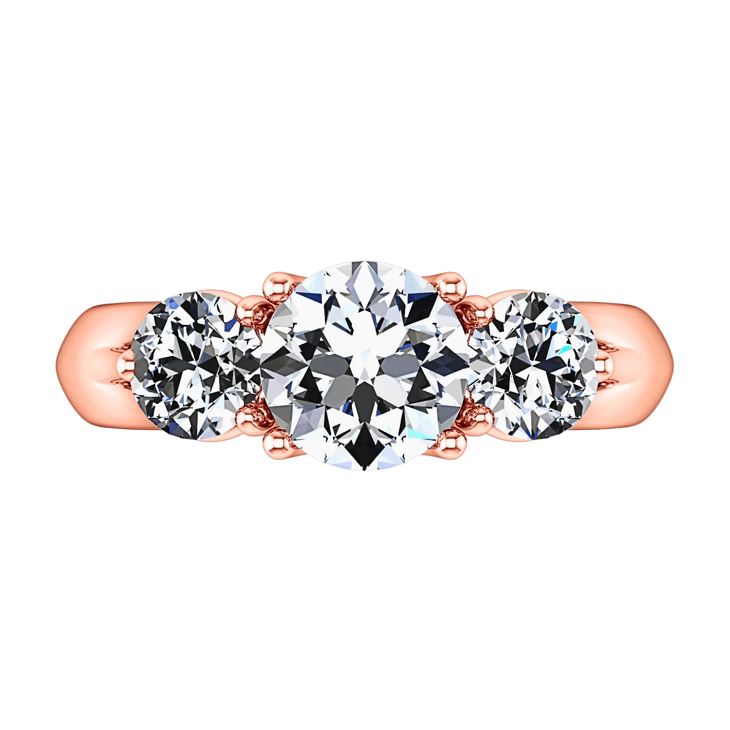 Three Stone Diamond EngagementRing Charlotte 14K Rose Gold - Image 3