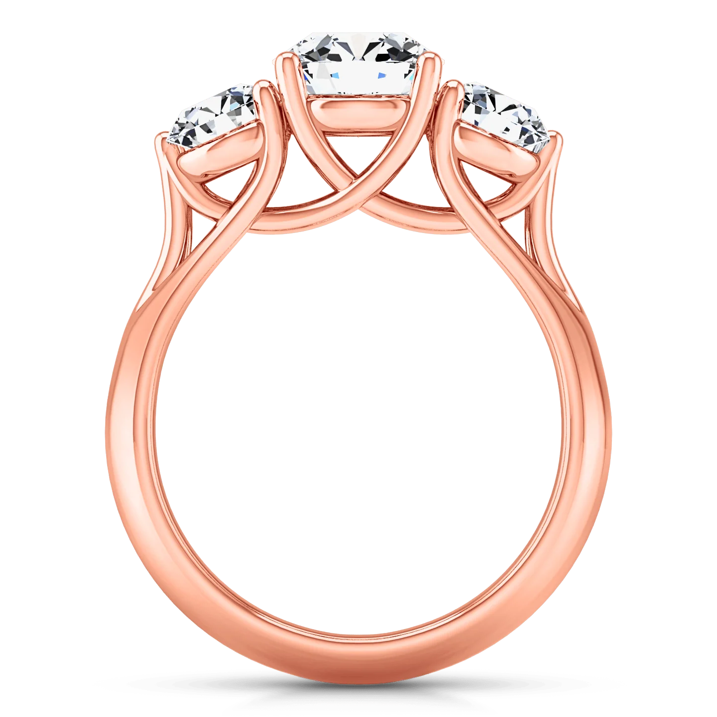 Three Stone Diamond EngagementRing Charlotte 14K Rose Gold - Image 4