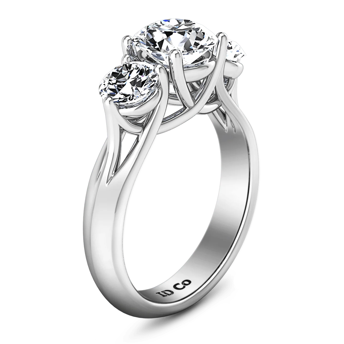 Three Stone Engagement Ring Charlotte 14K White Gold - Image 2