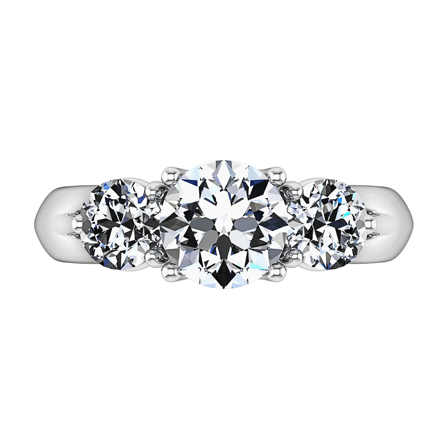 Three Stone Engagement Ring Charlotte 14K White Gold - Image 3