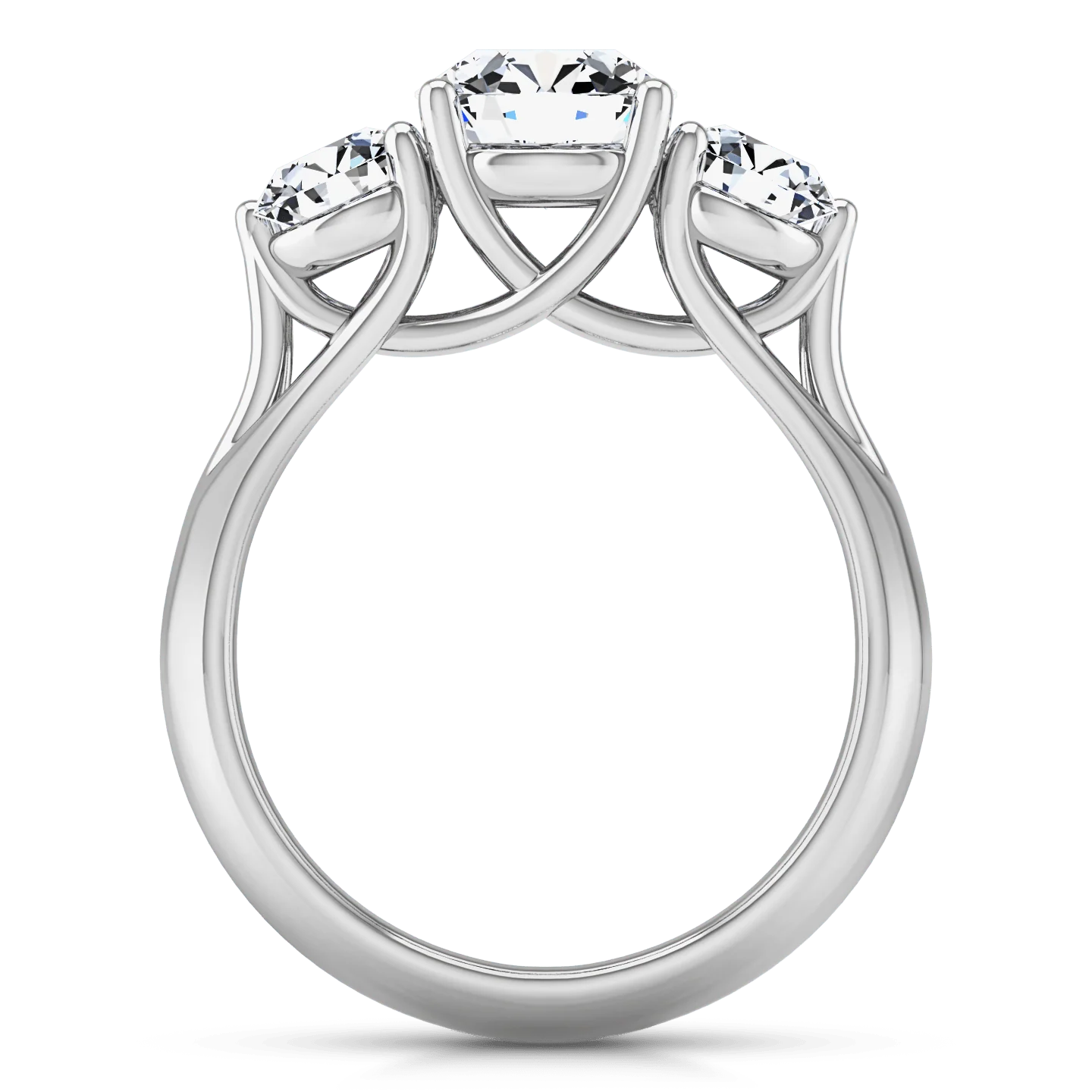 Three Stone Engagement Ring Charlotte 14K White Gold - Image 4