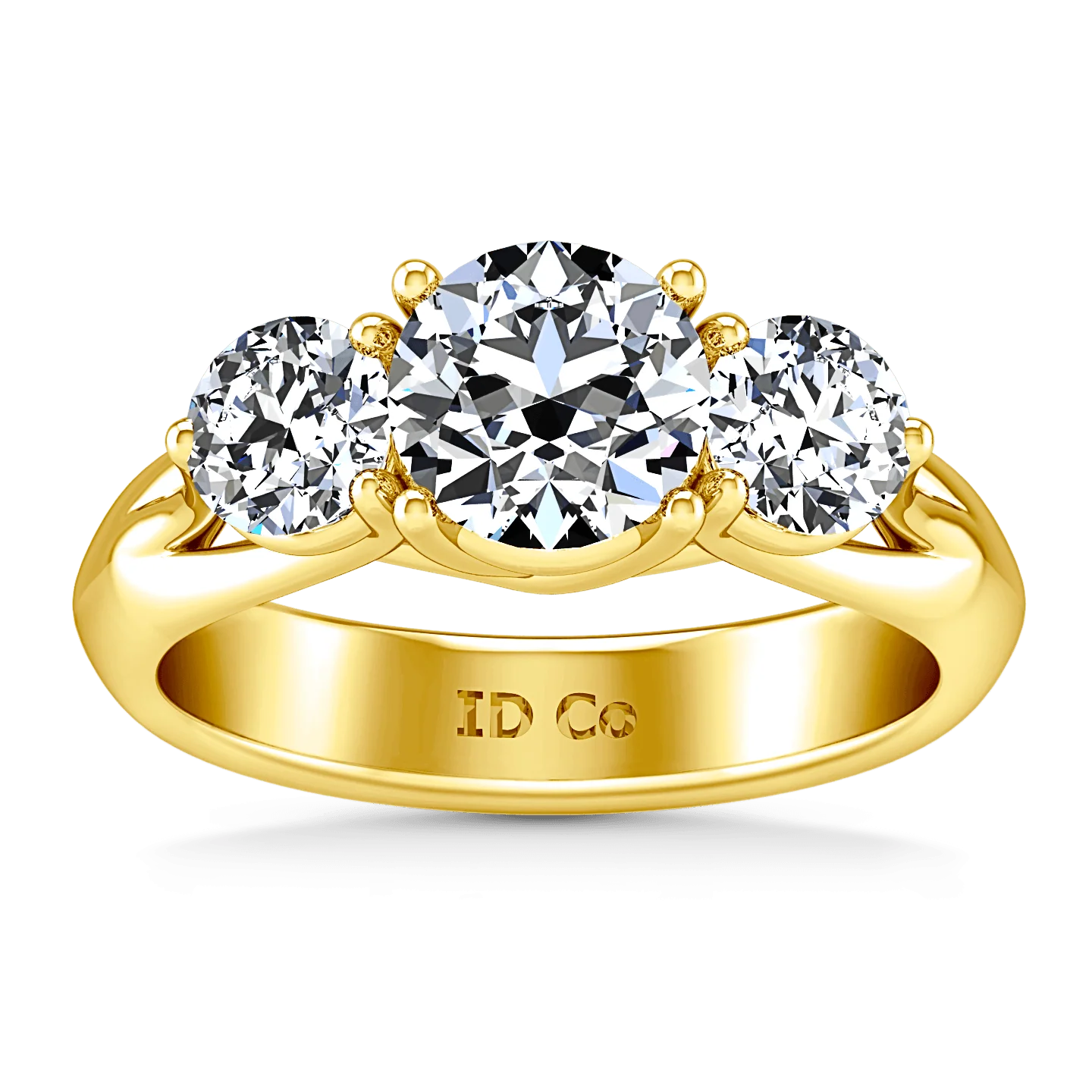 Three Stone Diamond Engagement Ring Charlotte 14K Yellow Gold
