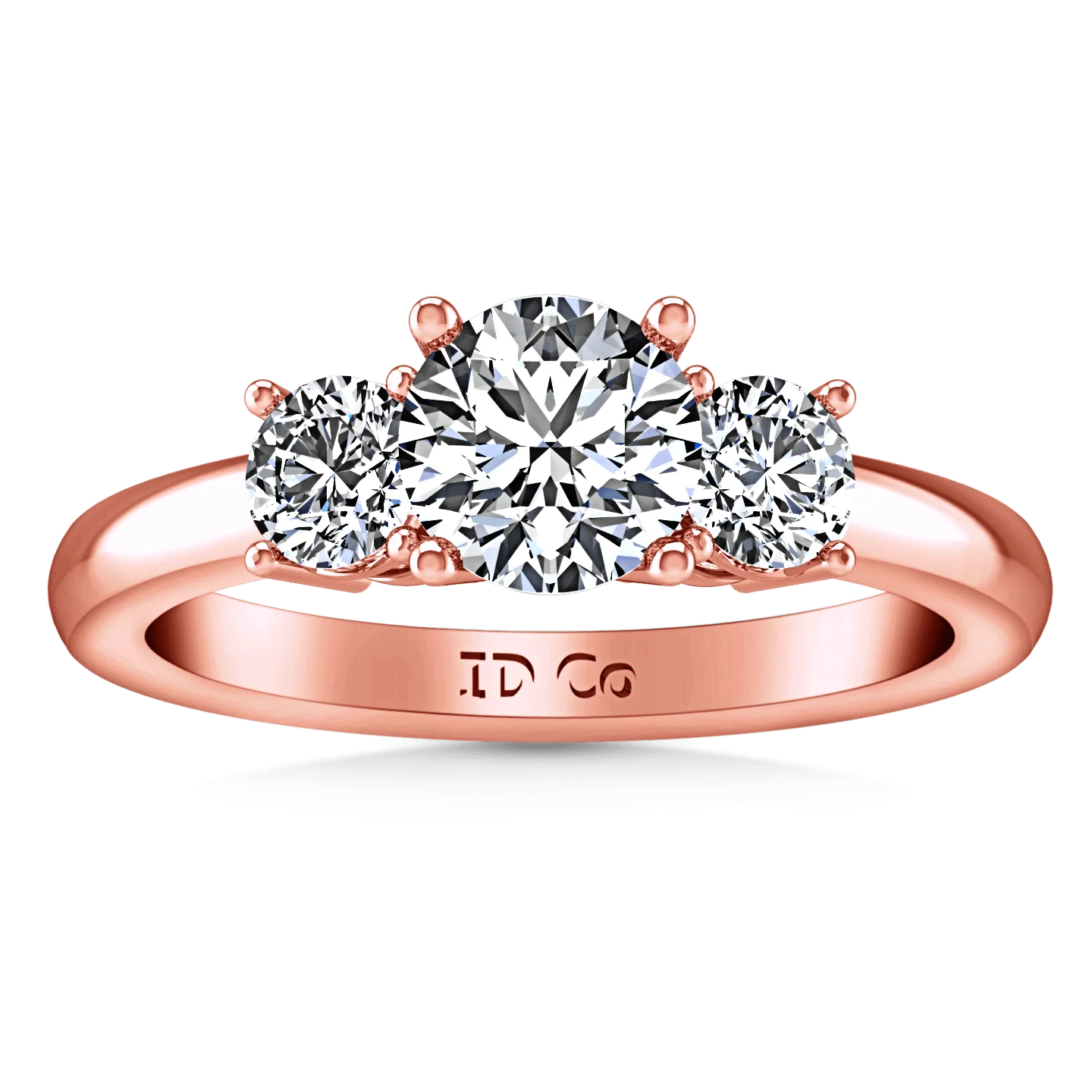 Three Stone Diamond EngagementRing Classic 14K Rose Gold
