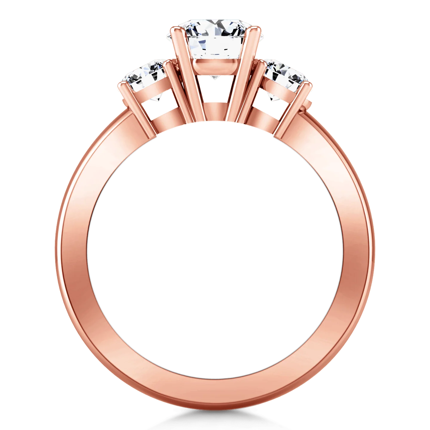 Three Stone Diamond EngagementRing Classic 14K Rose Gold - Image 3