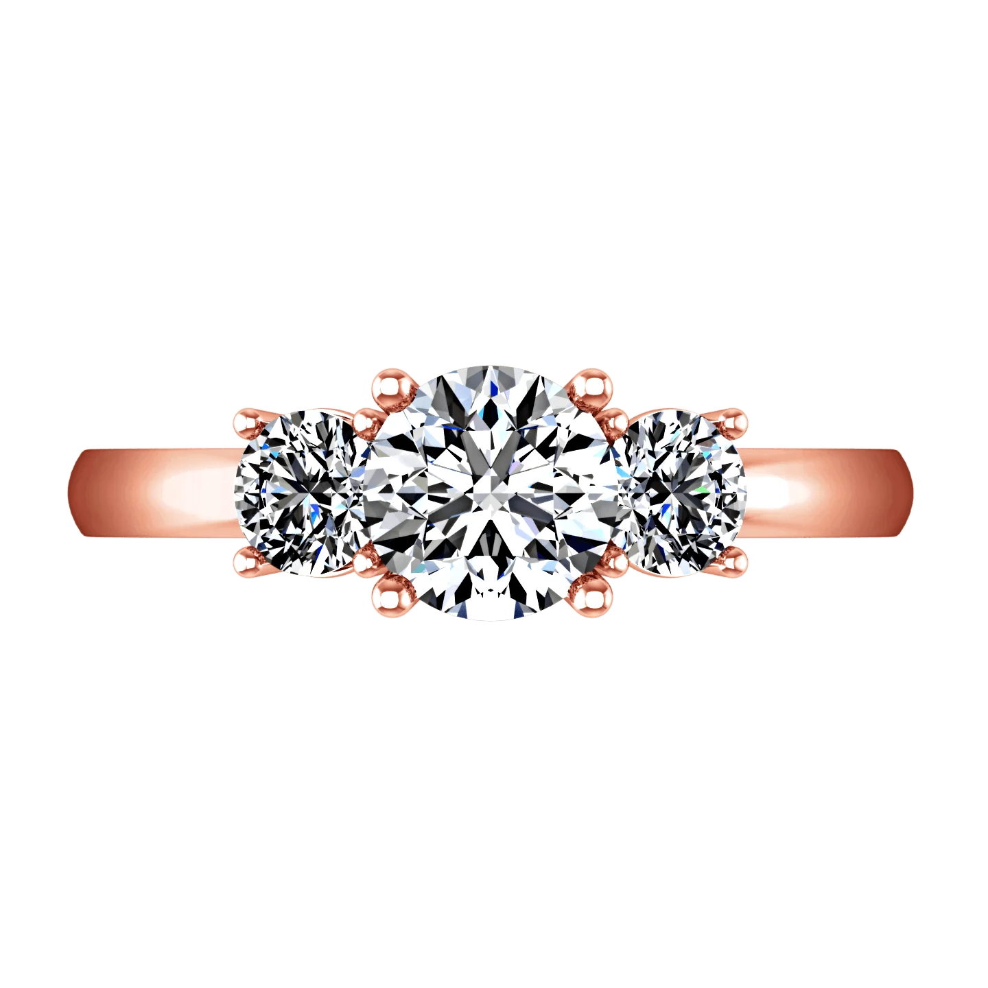 Three Stone Diamond EngagementRing Classic 14K Rose Gold - Image 4